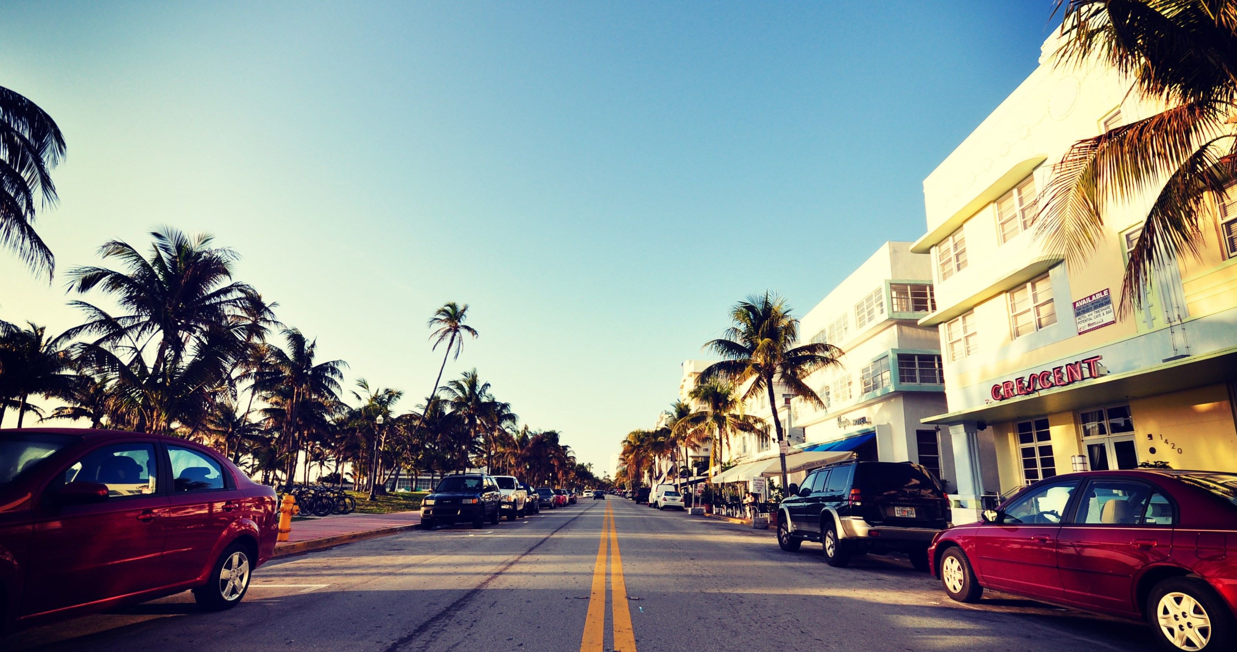 Strada Miami con palme, 4096x2160 4K, Desktop 4K