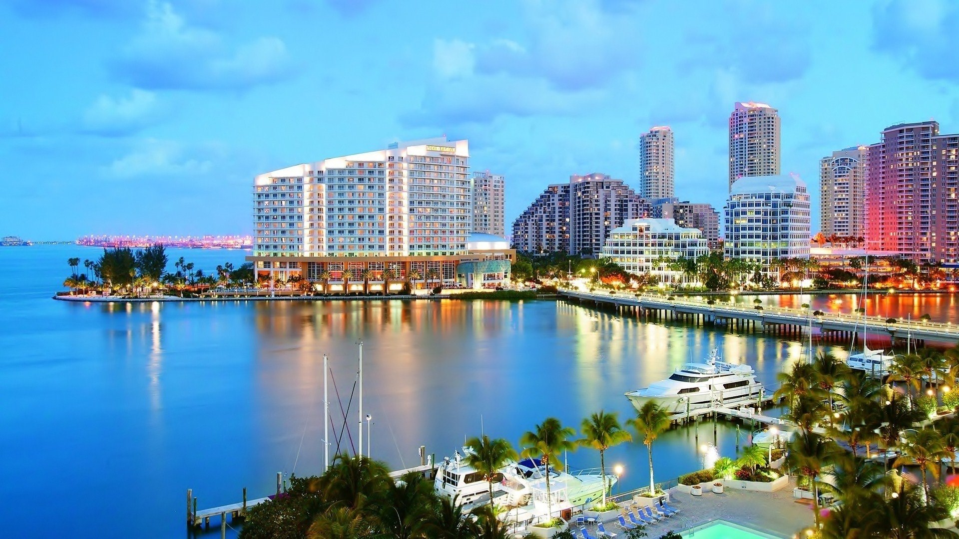 Skyline di Miami al tramonto, 1920x1080 Full HD, Laptop