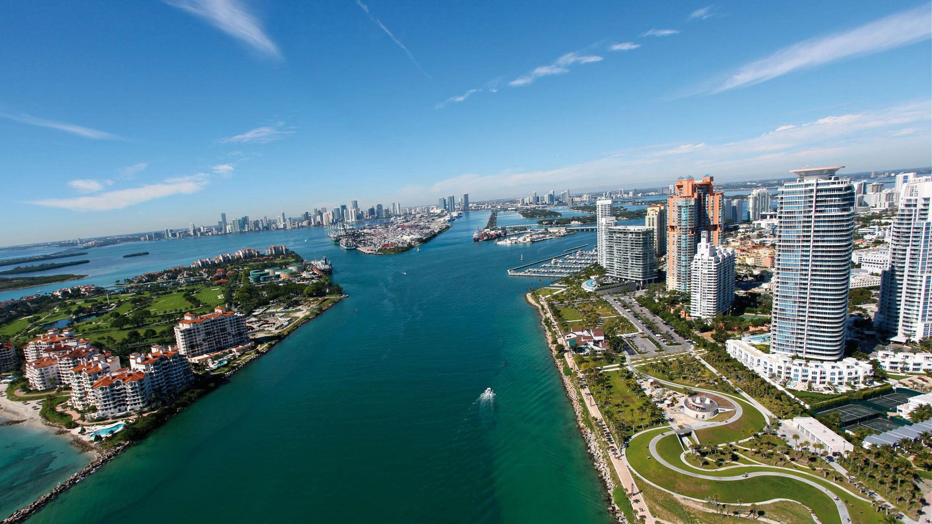 Vista aerea Miami costiera, 1920x1080 Full HD, PC