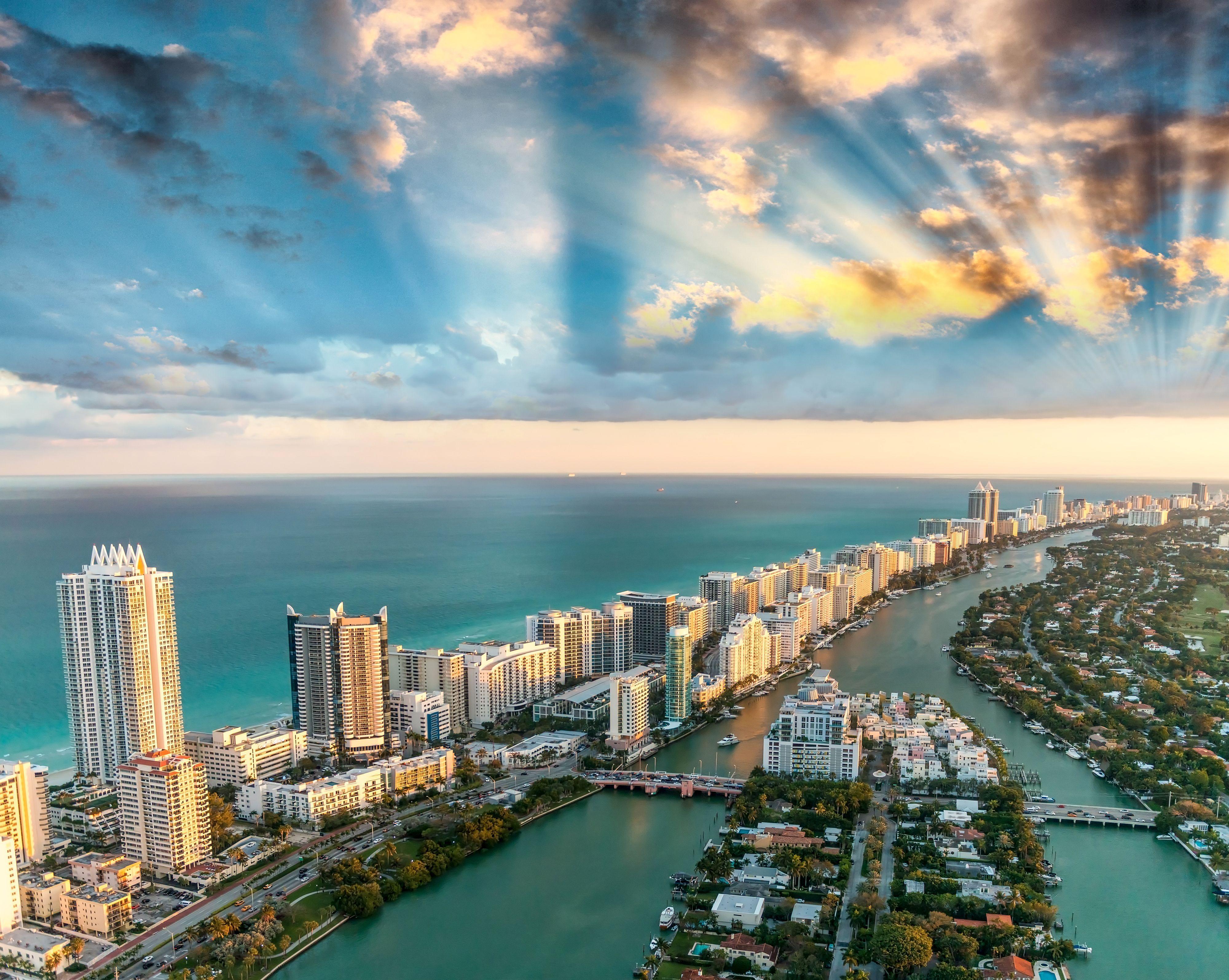 Vista aerea Miami città costa, 4000x3190 4K Ultra HD, Monitor 4K