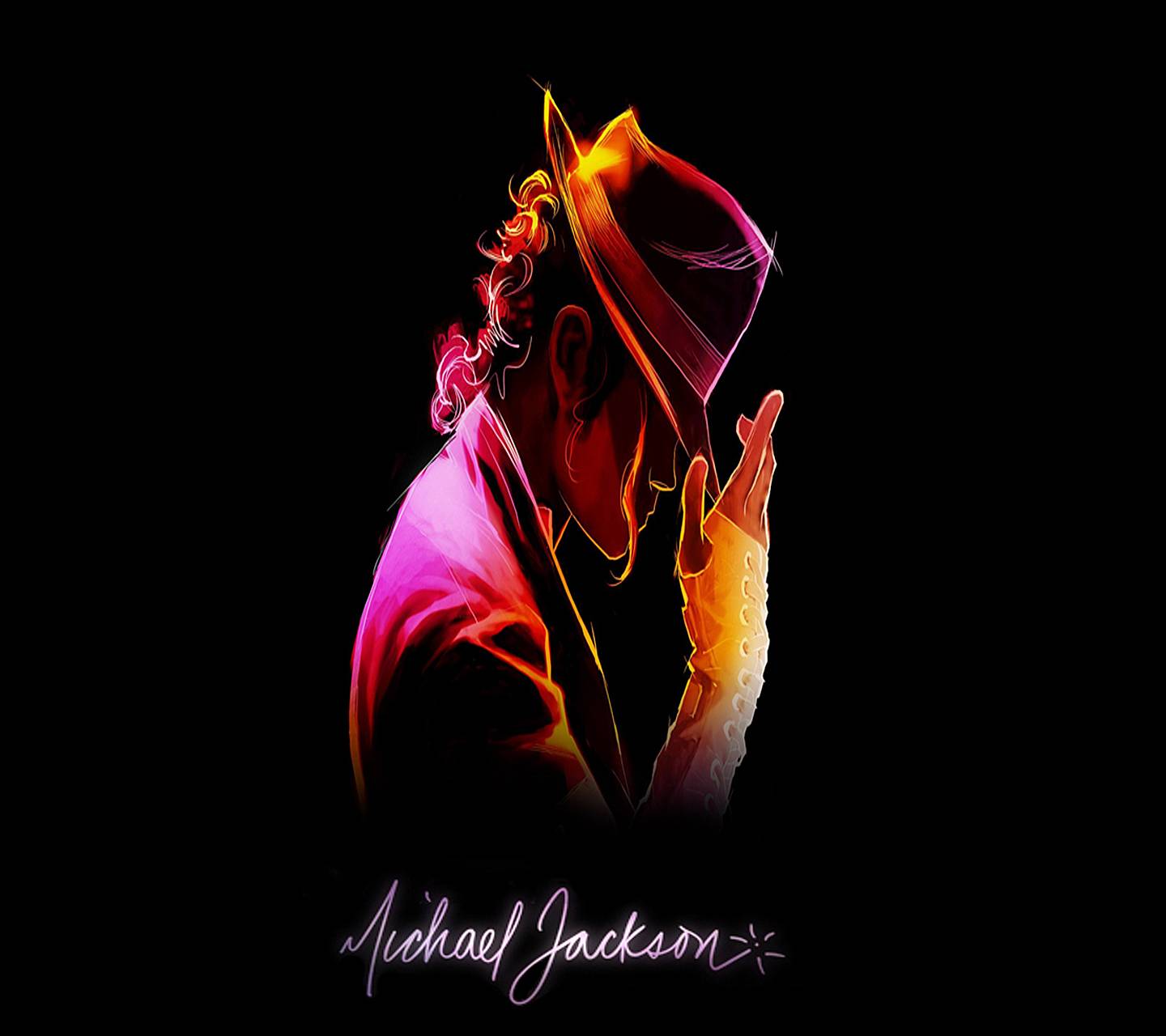 Michael Jackson silhouette neon, 1440x1280 720p, PC