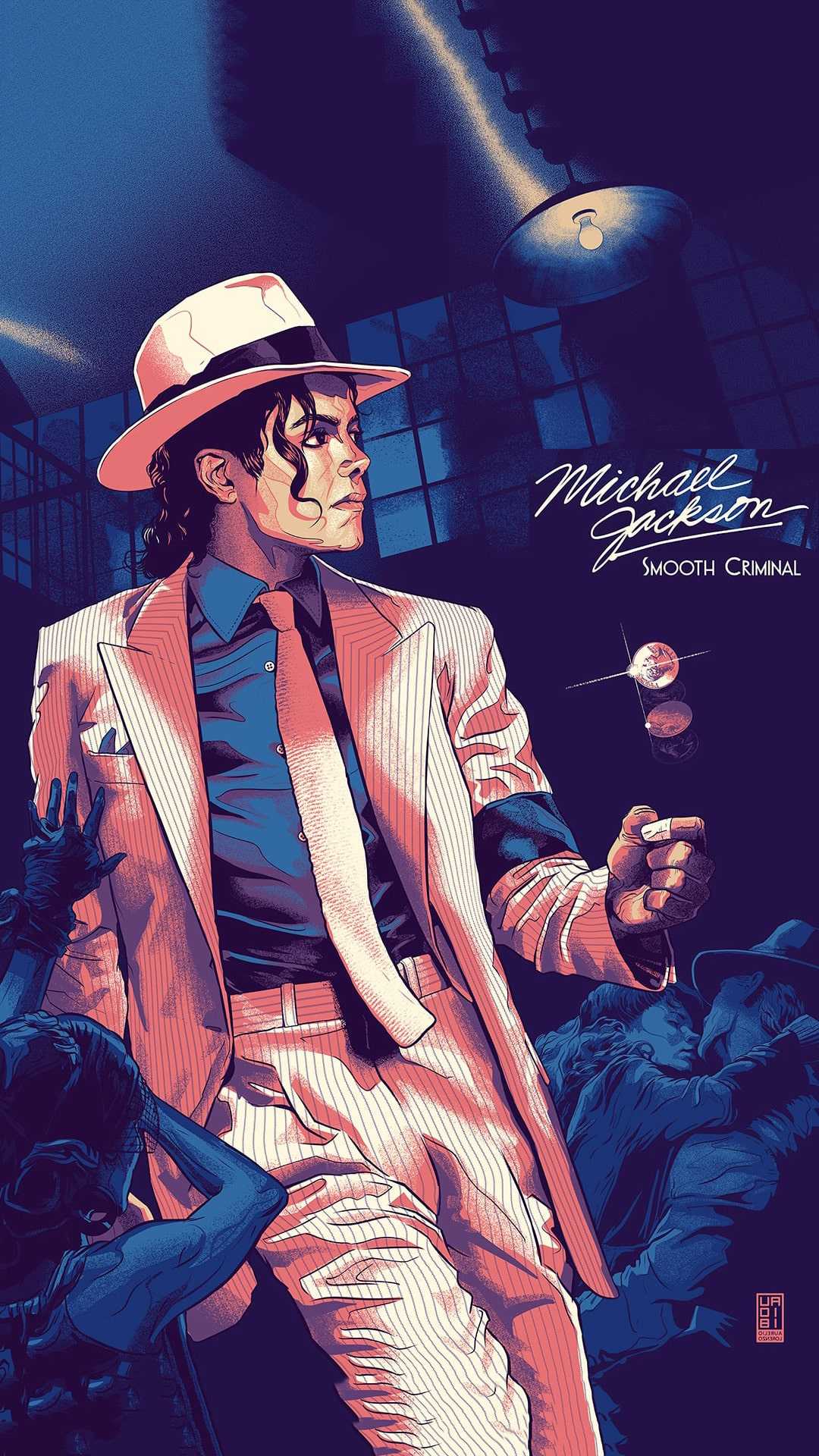 Michael Jackson Smooth Criminal illustrazione, 1080x1920 Verticale, Mobile
