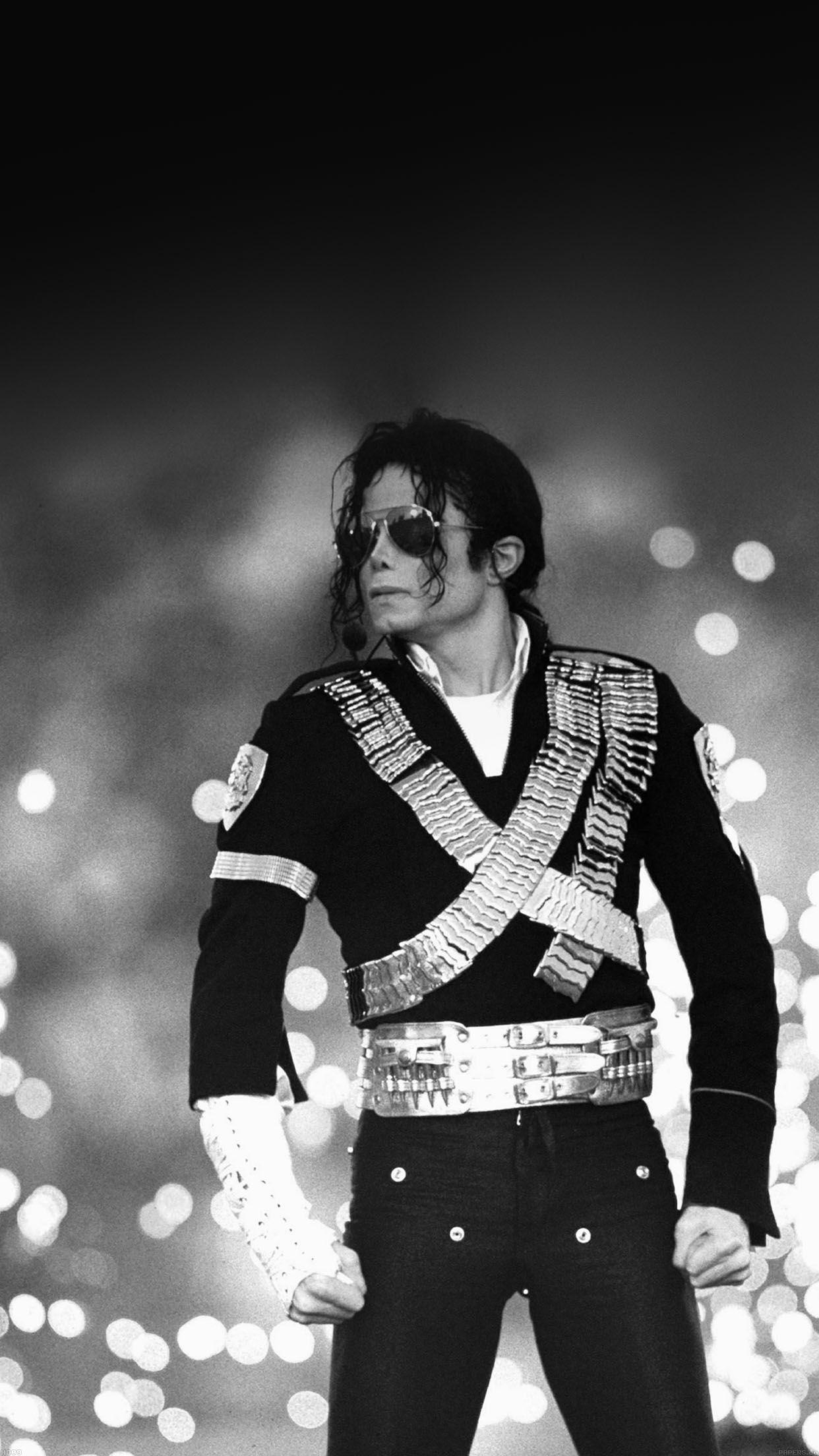 Michael Jackson in concerto, bianco e nero, 1242x2208 Verticale, Mobile