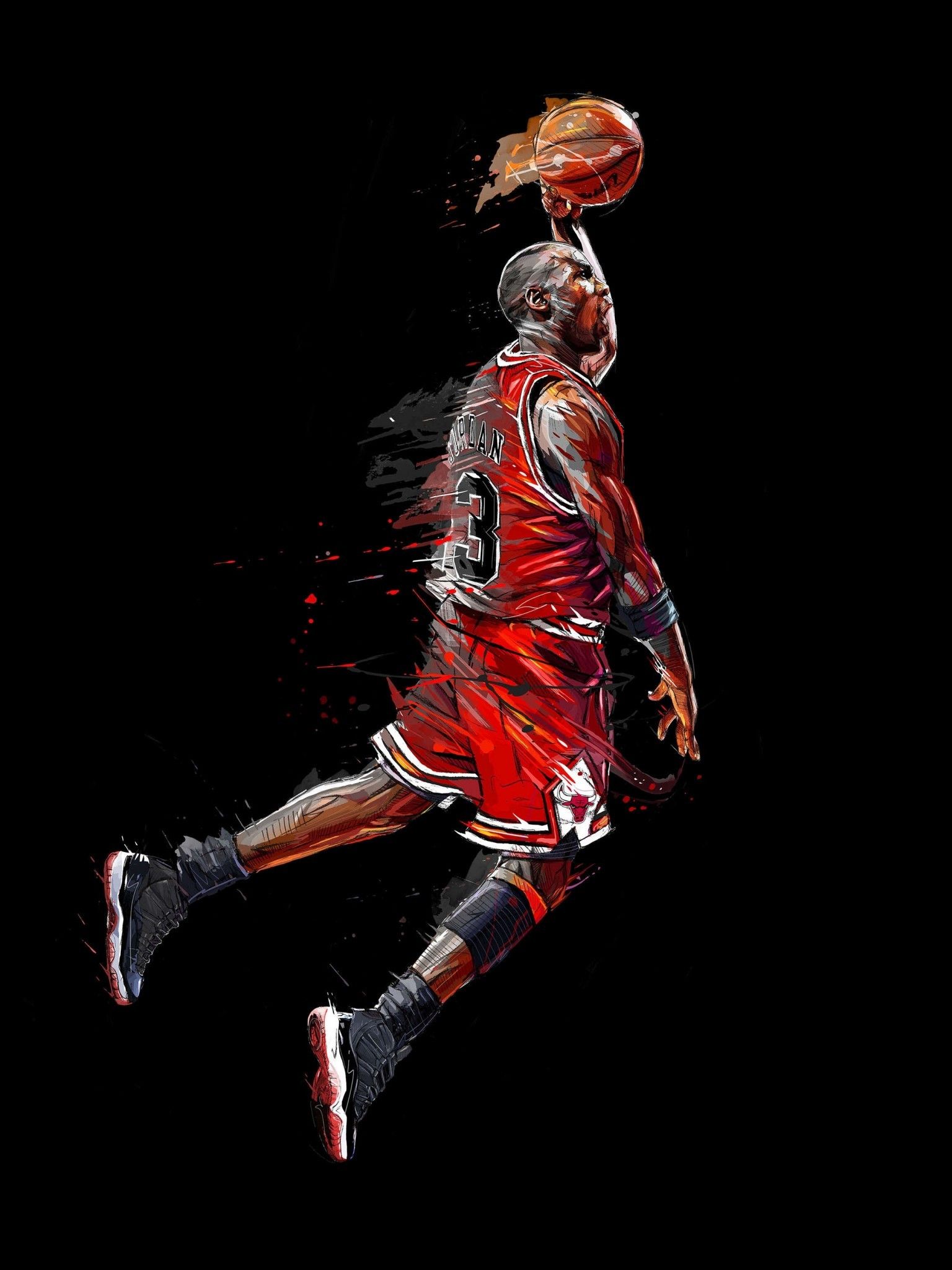 Michael Jordan schiacciata artistica, 1536x2048 Verticale, Telefono