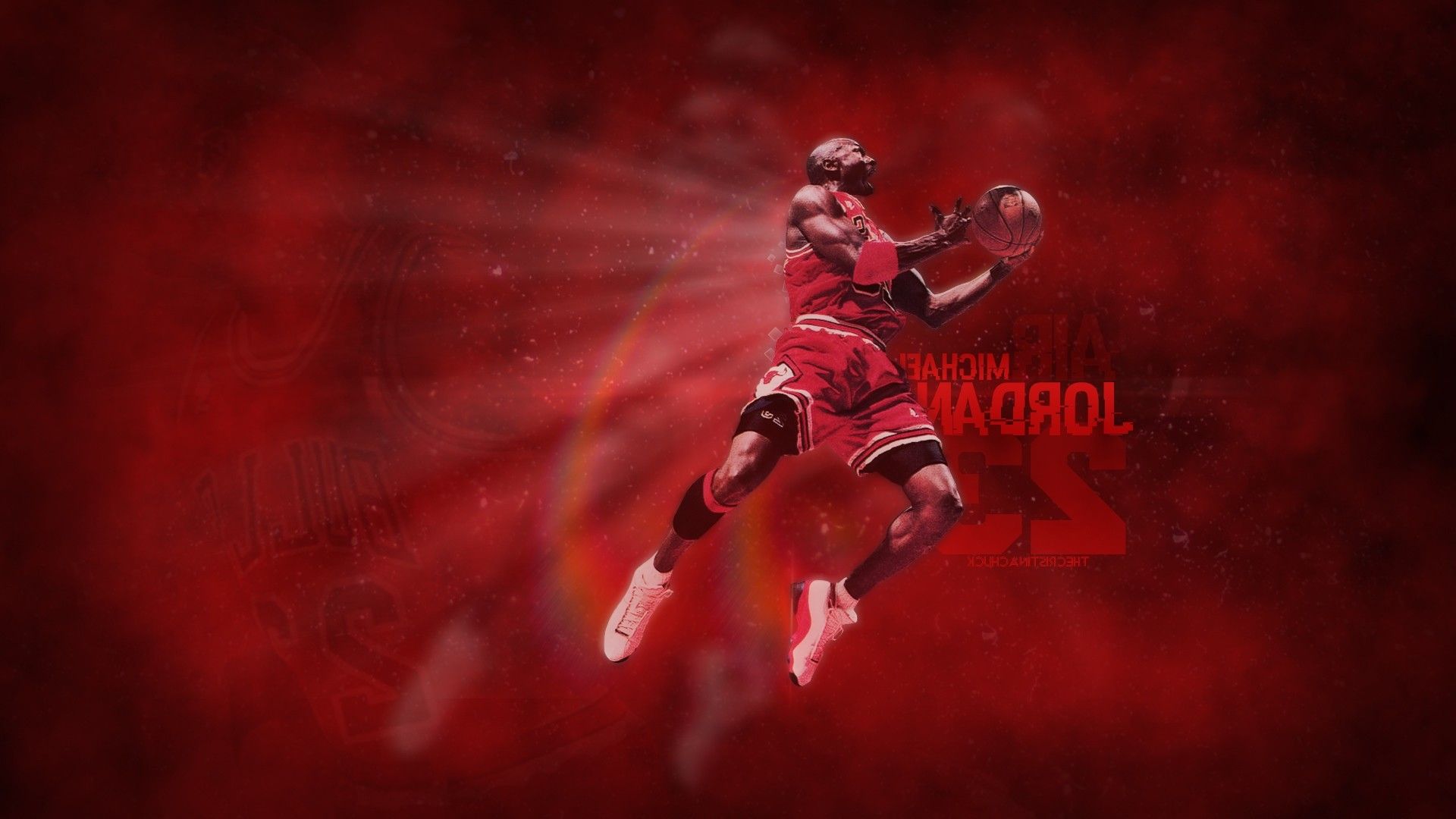 Michael Jordan schiacciata sfondo rosso, 1920x1080 Full HD, Laptop