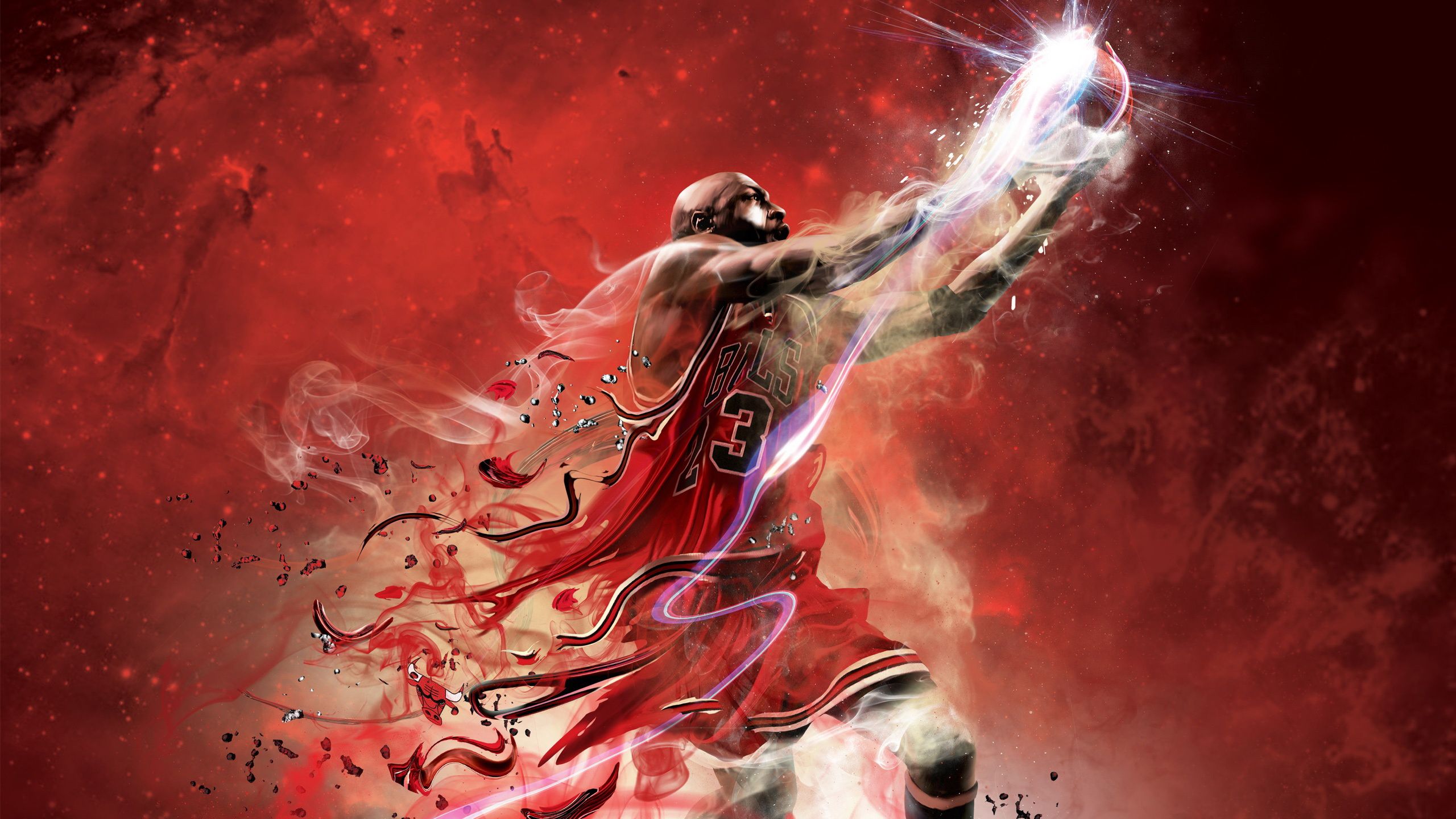 Michael Jordan effetto fumo rosso, 2560x1440 QHD, Laptop