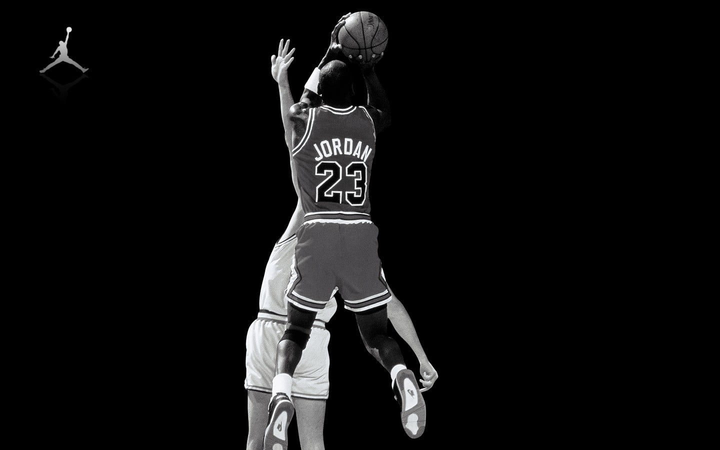 Michael Jordan tiro basket bianco nero, 1440x900 HD, Desktop
