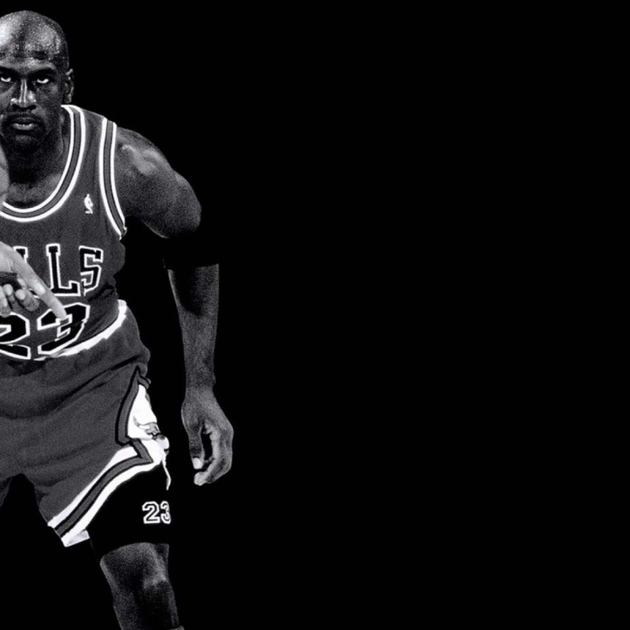 Michael Jordan Bulls bianco e nero, 2048x2048 alta risoluzione, iPad