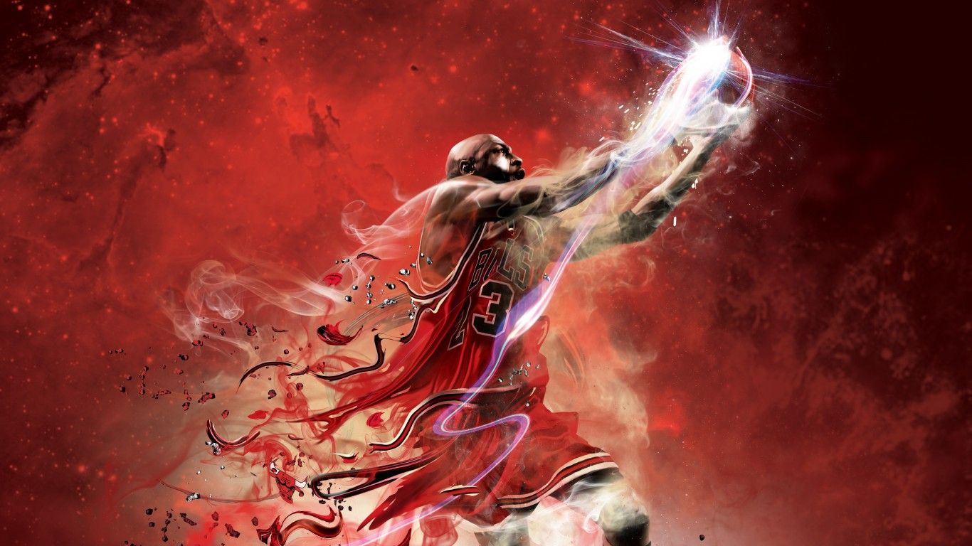Michael Jordan schiacciata basket rosso, 1366x768 HD, iPad Air