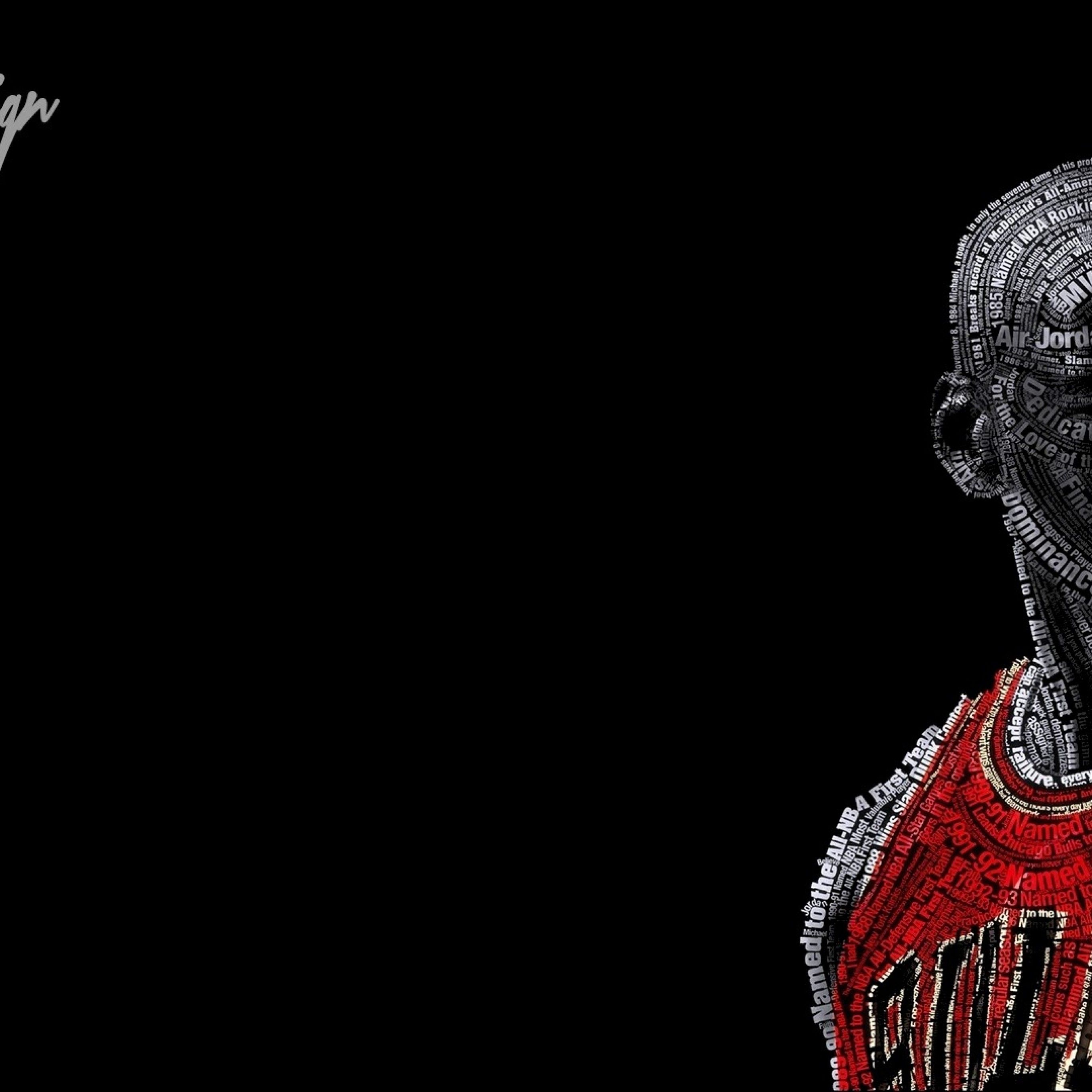 Michael Jordan ritratto tipografico Bulls, numero 23, 2732x2732 2K, iPad mini