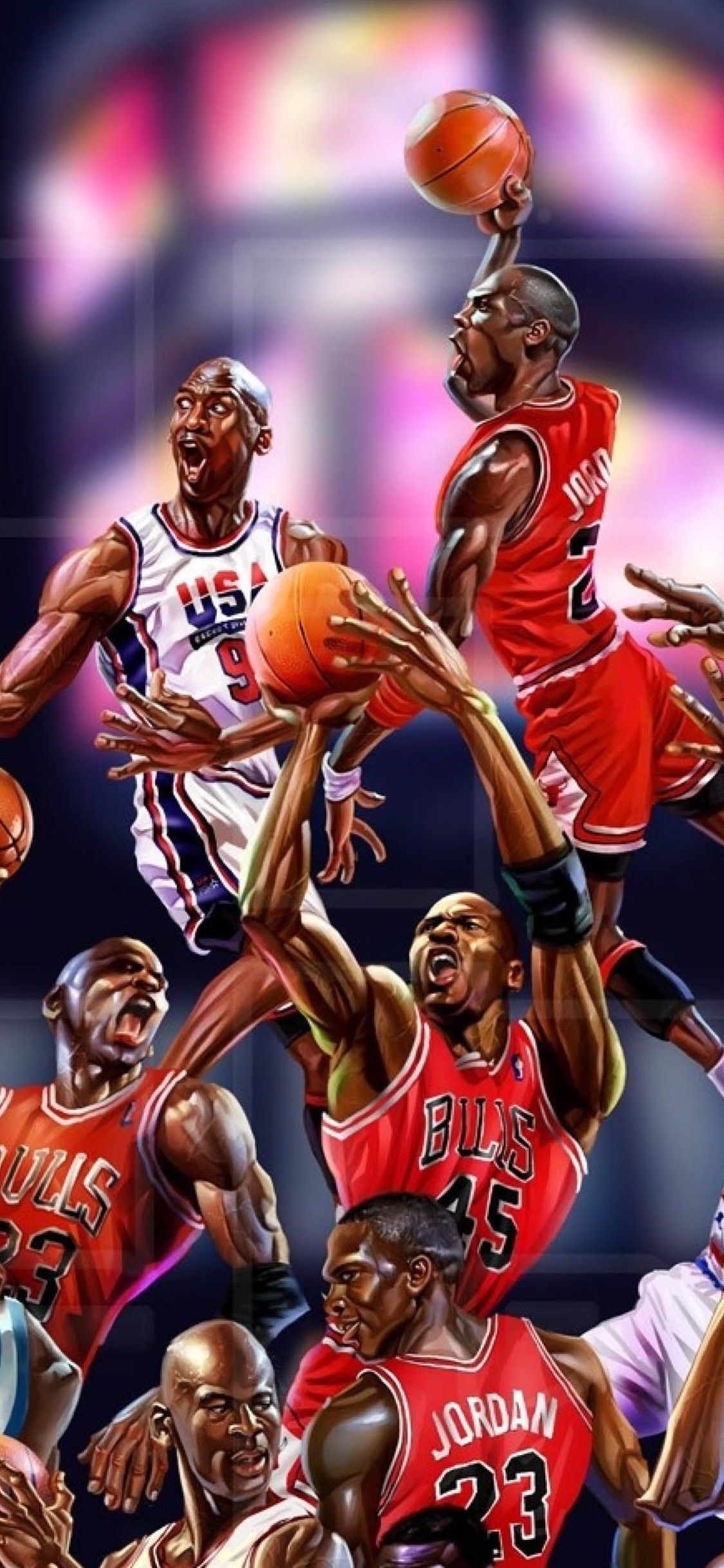 Michael Jordan collage basket, 1125x2436 Full HD Verticale, iPhone