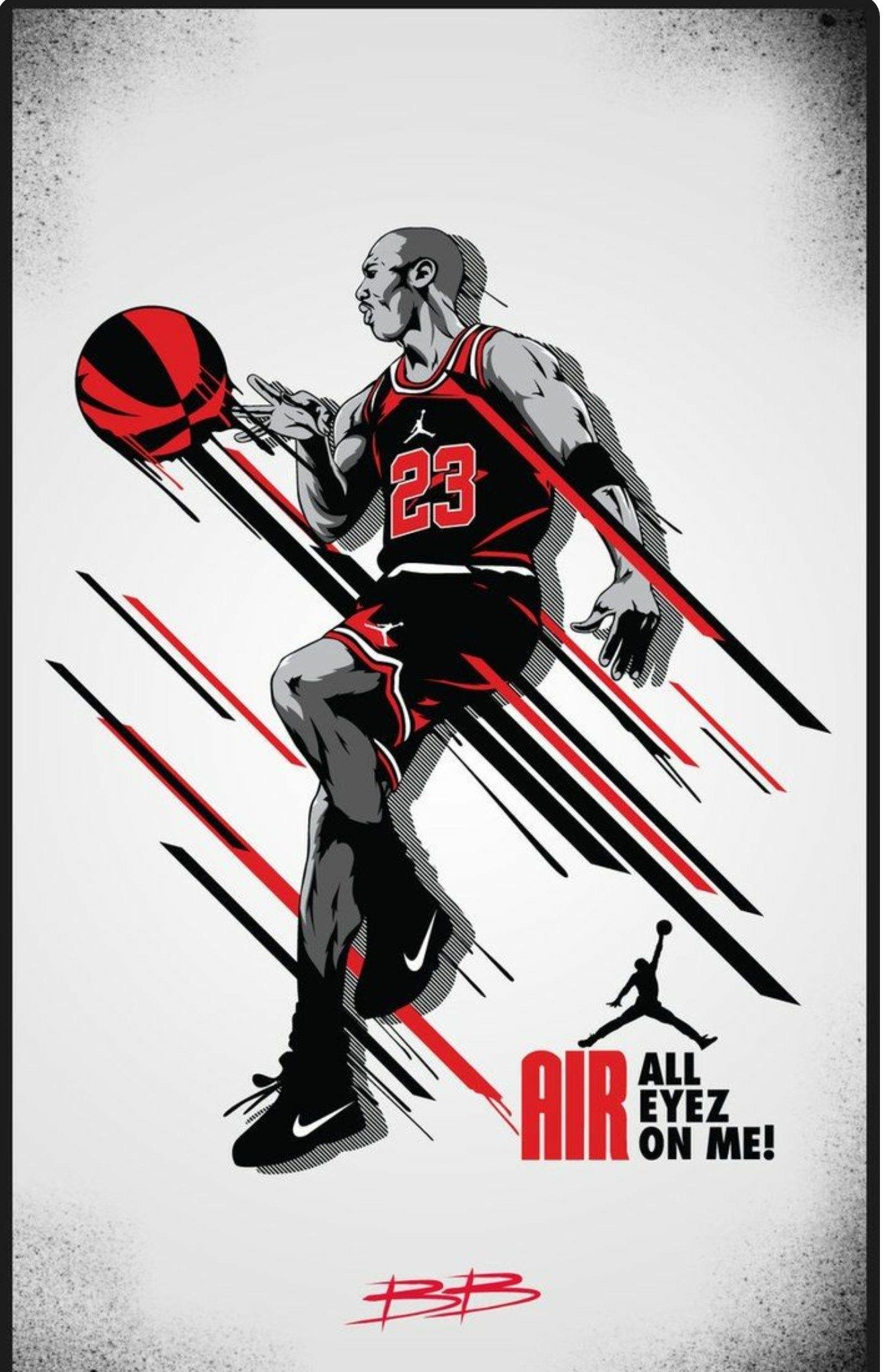 Michael Jordan illustrazione basket, 1317x2040 Verticale, iPhone Air