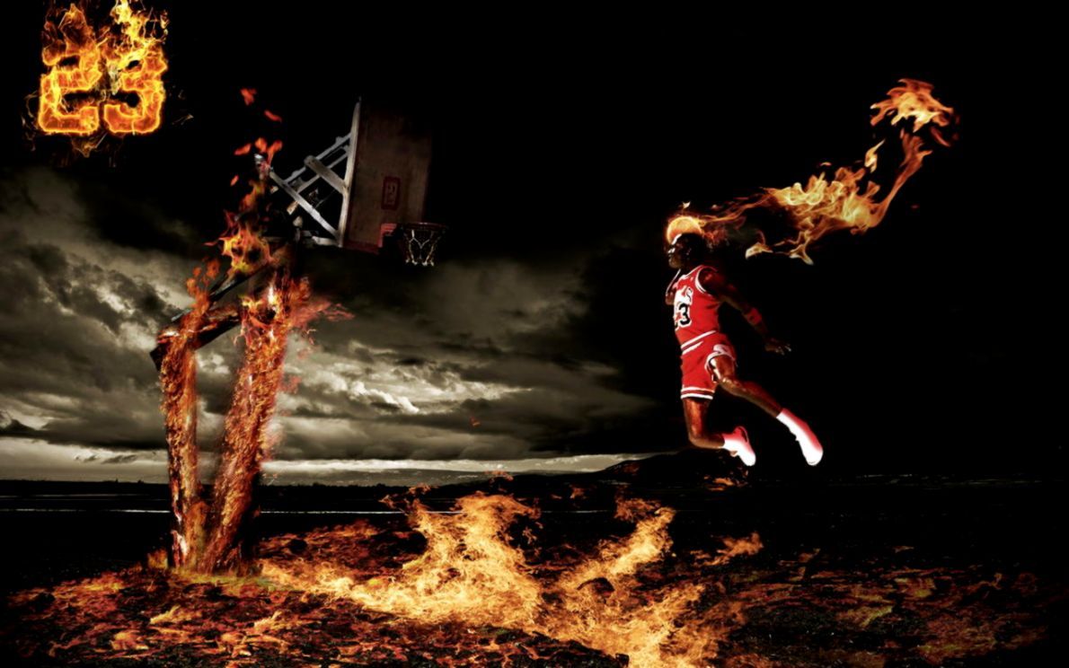 Michael Jordan schiacciata fiamme, 1190x744 HD, PC Desktop