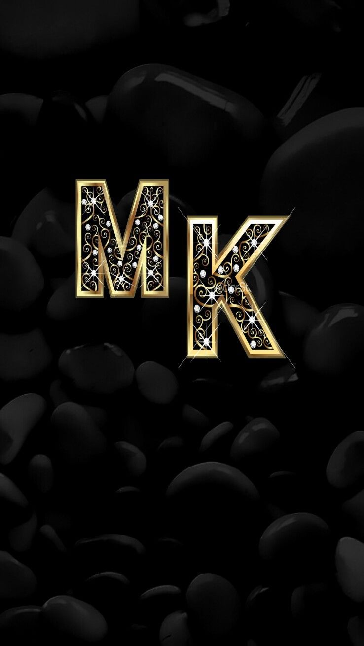 Logo MK dorato pietre nere, 738x1310 Full HD Verticale, Smartphone