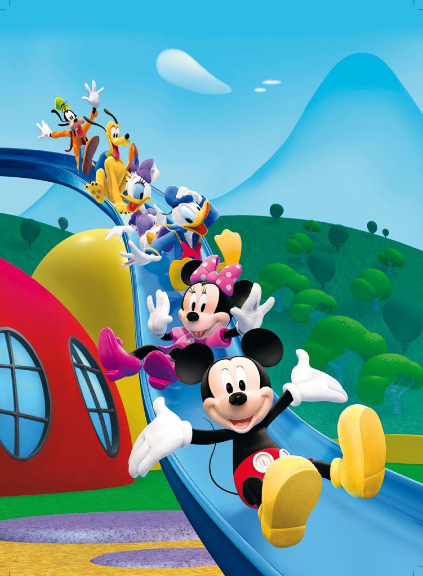 Topolino e amici sullo scivolo, Disney, 1389x1893 Verticale, Telefono