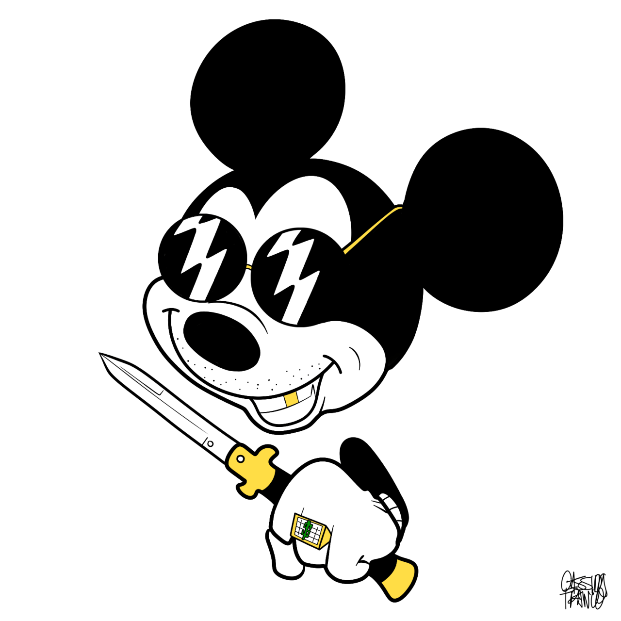 Topolino con occhiali e coltello, 1280x1280 720p, Lenovo Legion