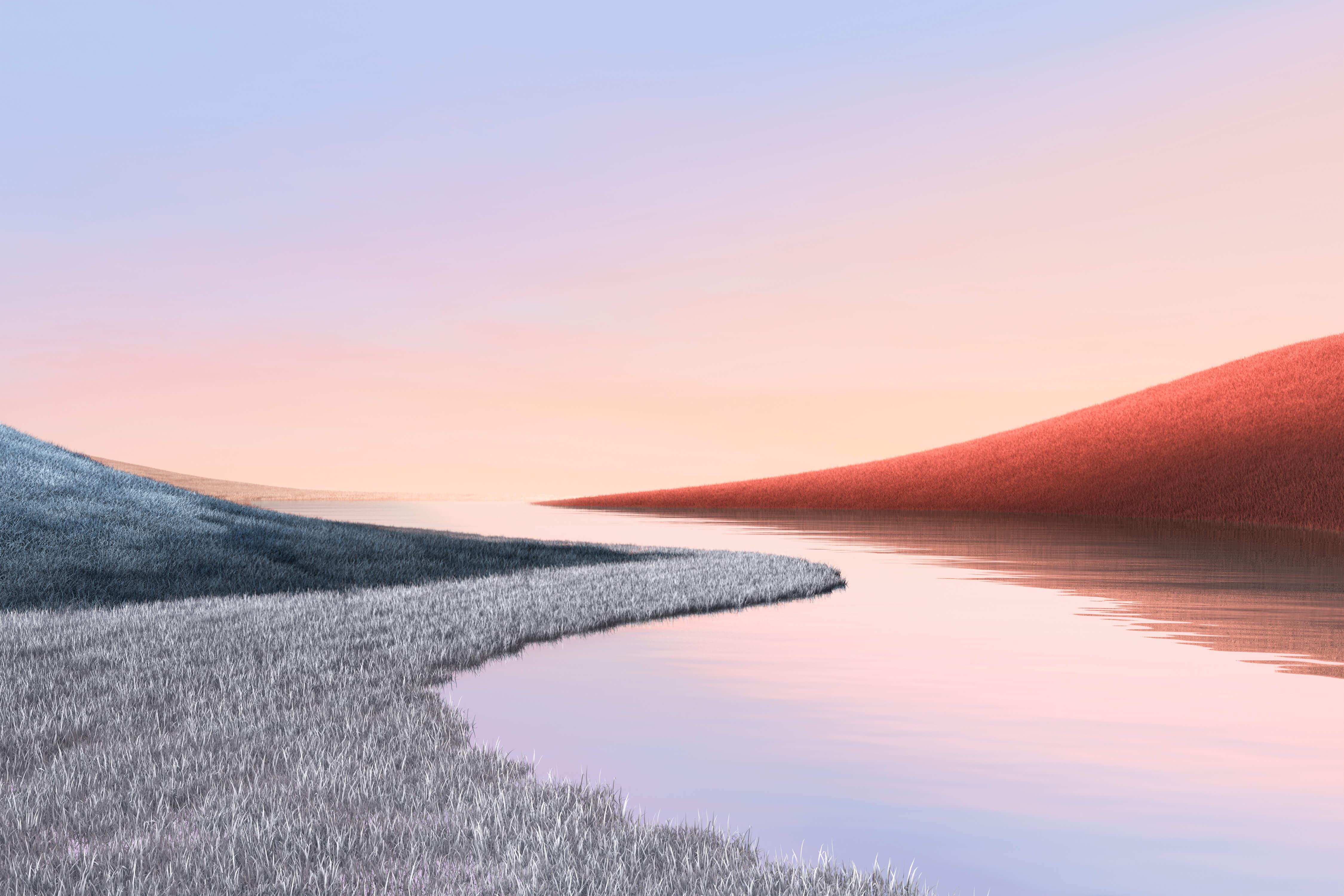 Paesaggio astratto tramonto rosa, 4500x3000 UHD, PC 4K