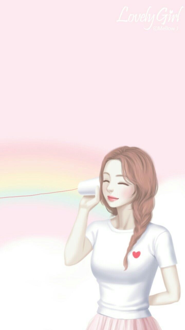 Ragazza con telefono a bicchiere, 720x1280 Verticale, POCO