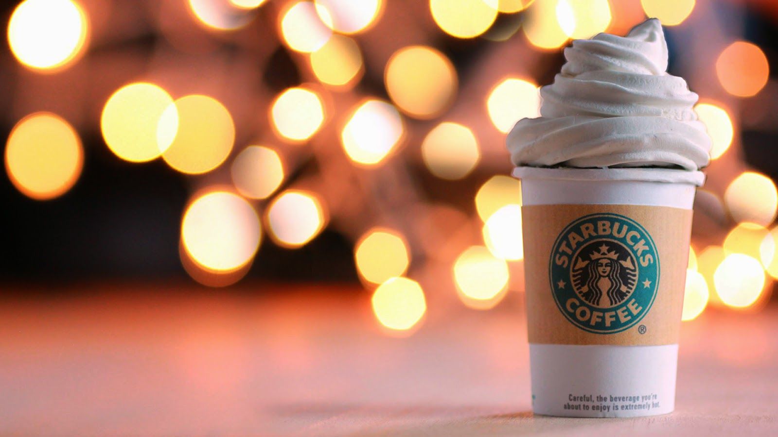 Bevanda Starbucks con luci bokeh, 1600x900 HD Ready, PC Desktop