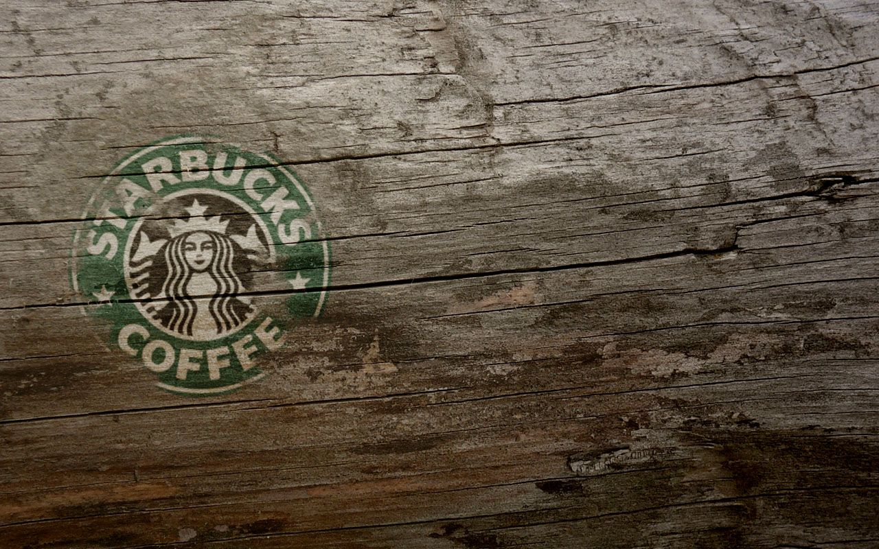 Logo Starbucks su legno, 1280x800 720p, Laptop