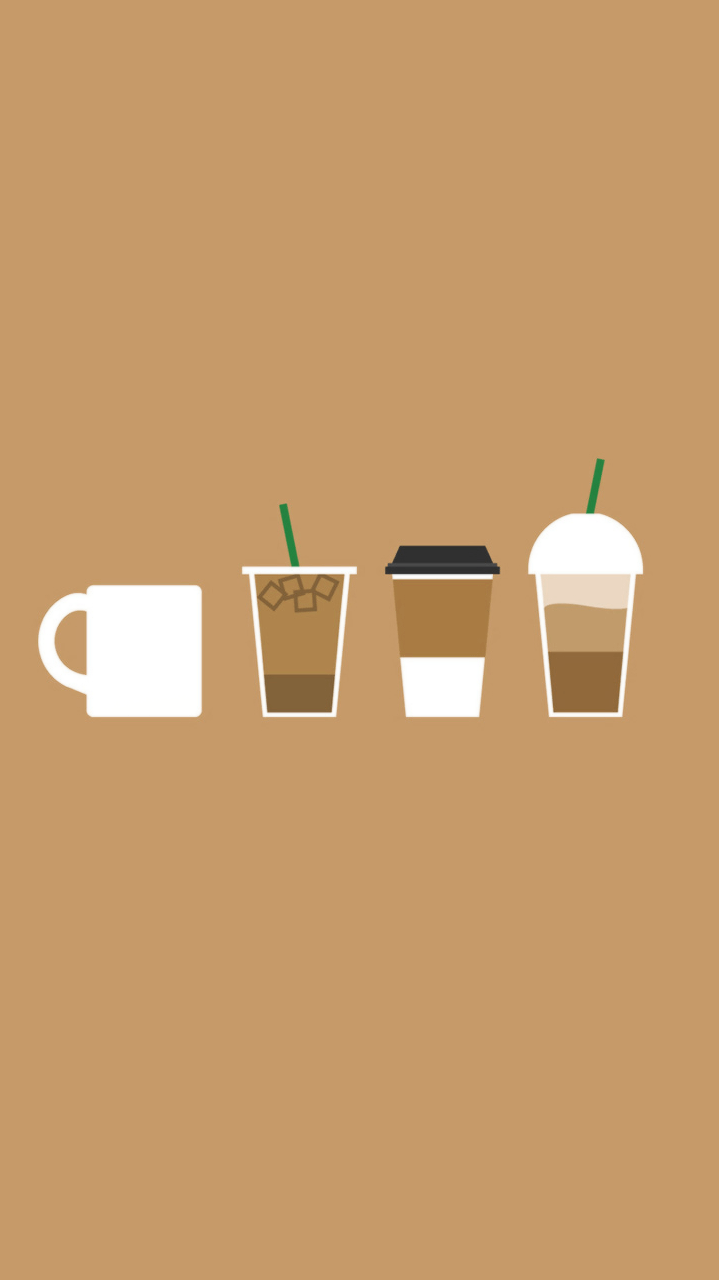 Bicchieri Starbucks illustrazione minimalista, 719x1280 Verticale, Telefono