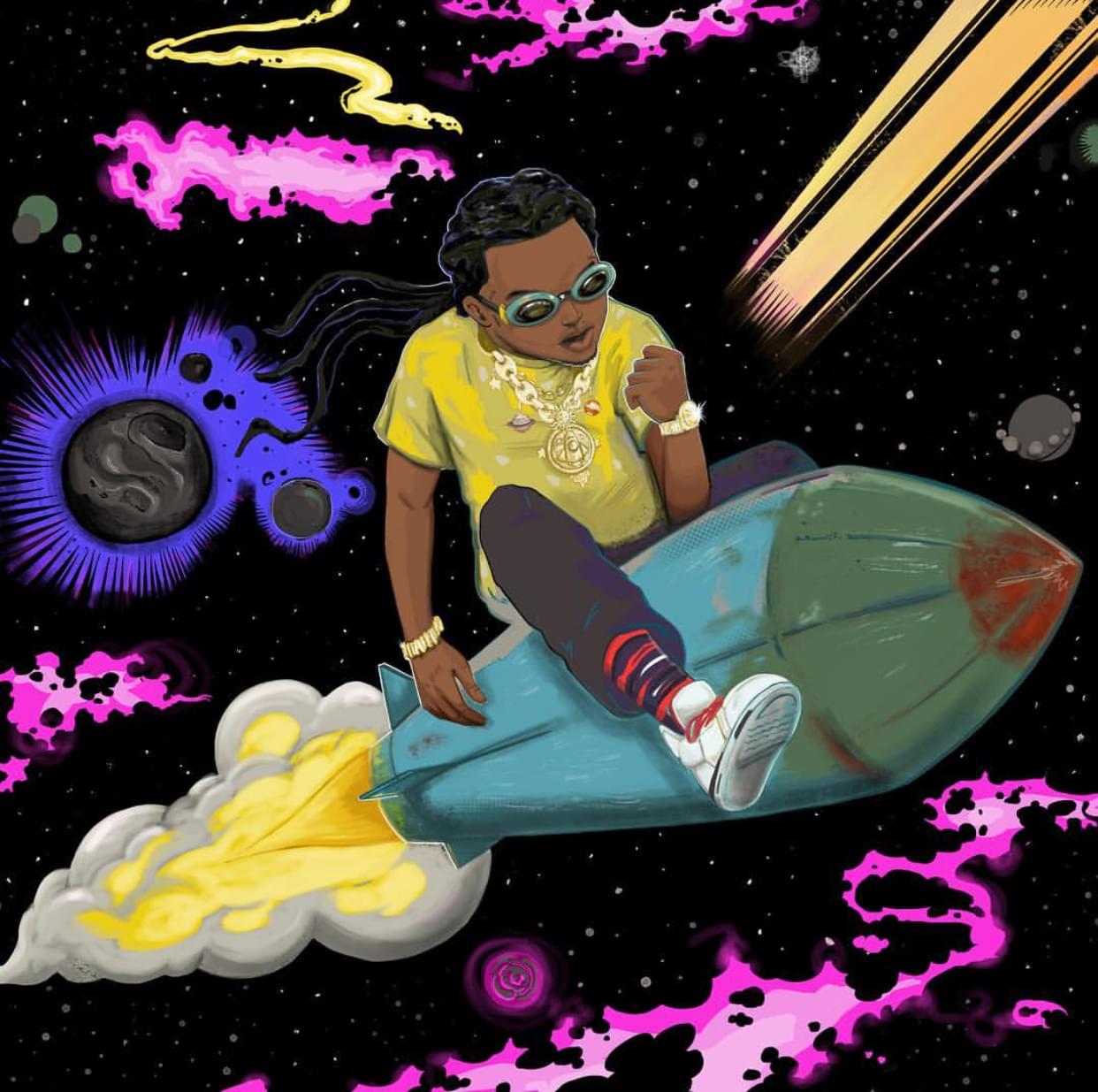 Rapper cartoon su razzo spaziale, 1242x1235 HD, Laptop