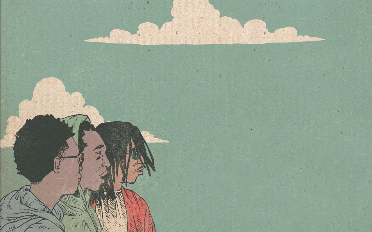 Illustrazione tre uomini profilo verde, 1280x800 720p, Laptop