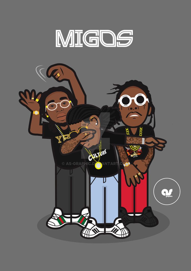 Migos cartoon rapper trio, 752x1063 Full HD Verticale, Smartphone