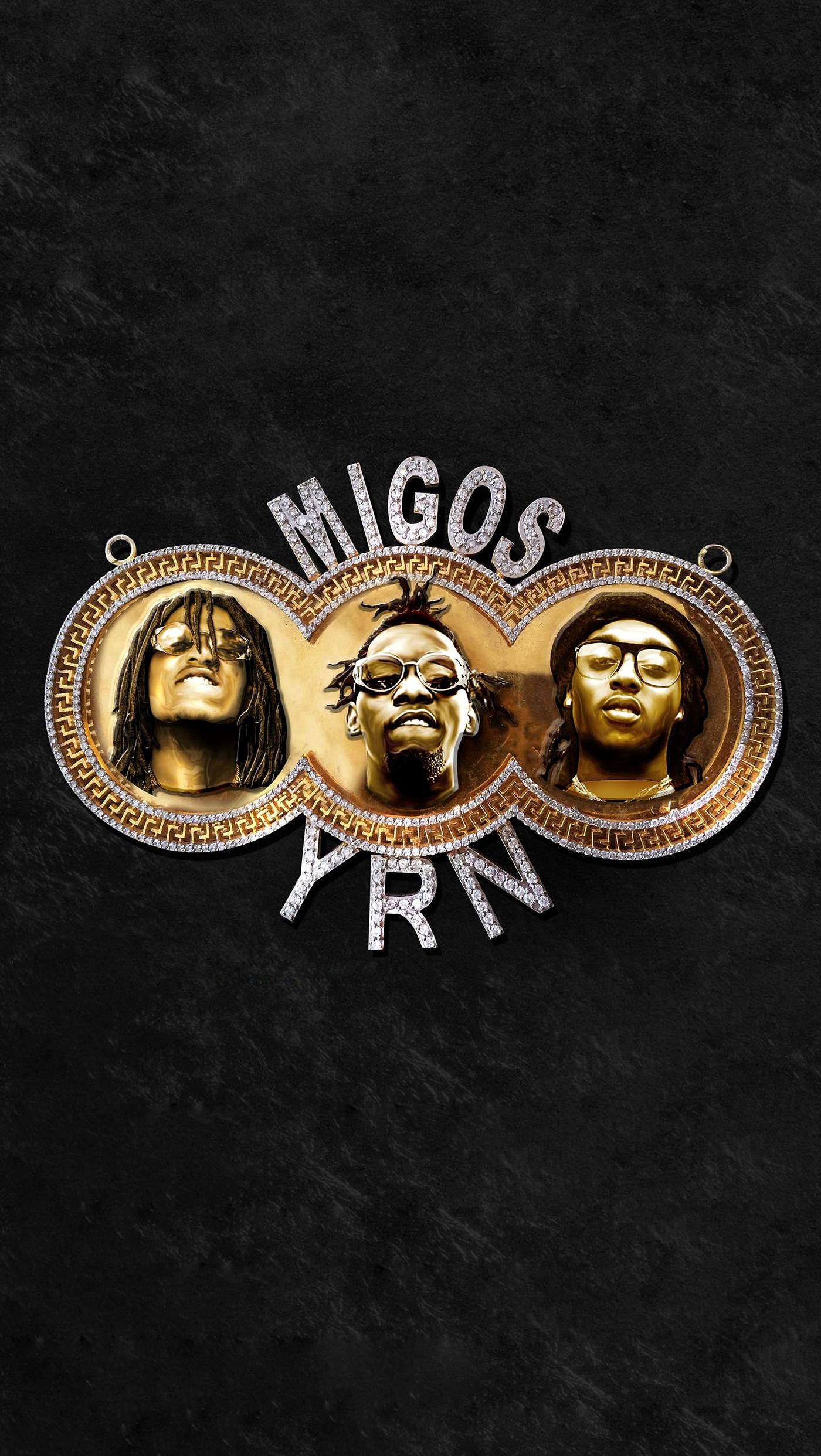Migos YRN medaglione oro, 1400x2484 Full HD Verticale, Smartphone