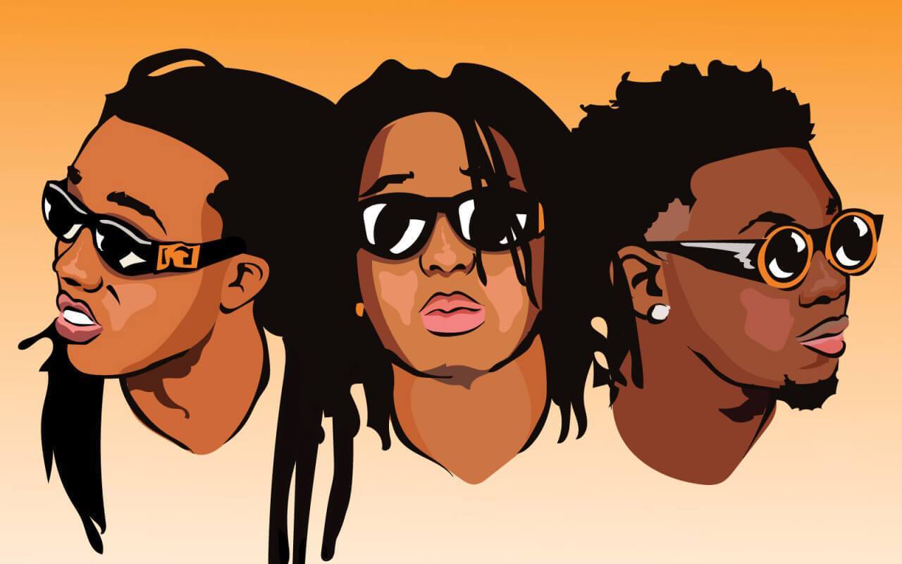 Migos illustrazione tre rapper, 1280x800 HD, Desktop