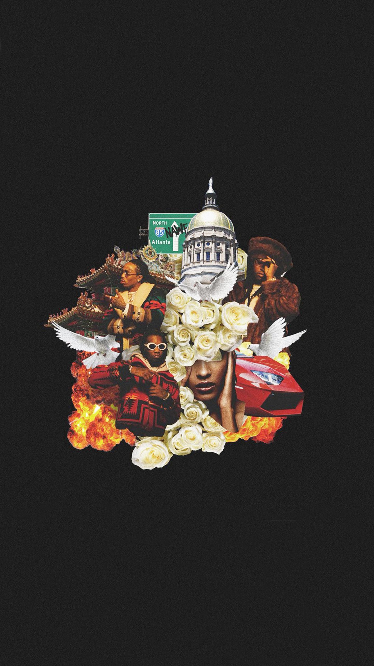 Collage Migos YRN album art, 1440x2560 Full HD Verticale, iPhone
