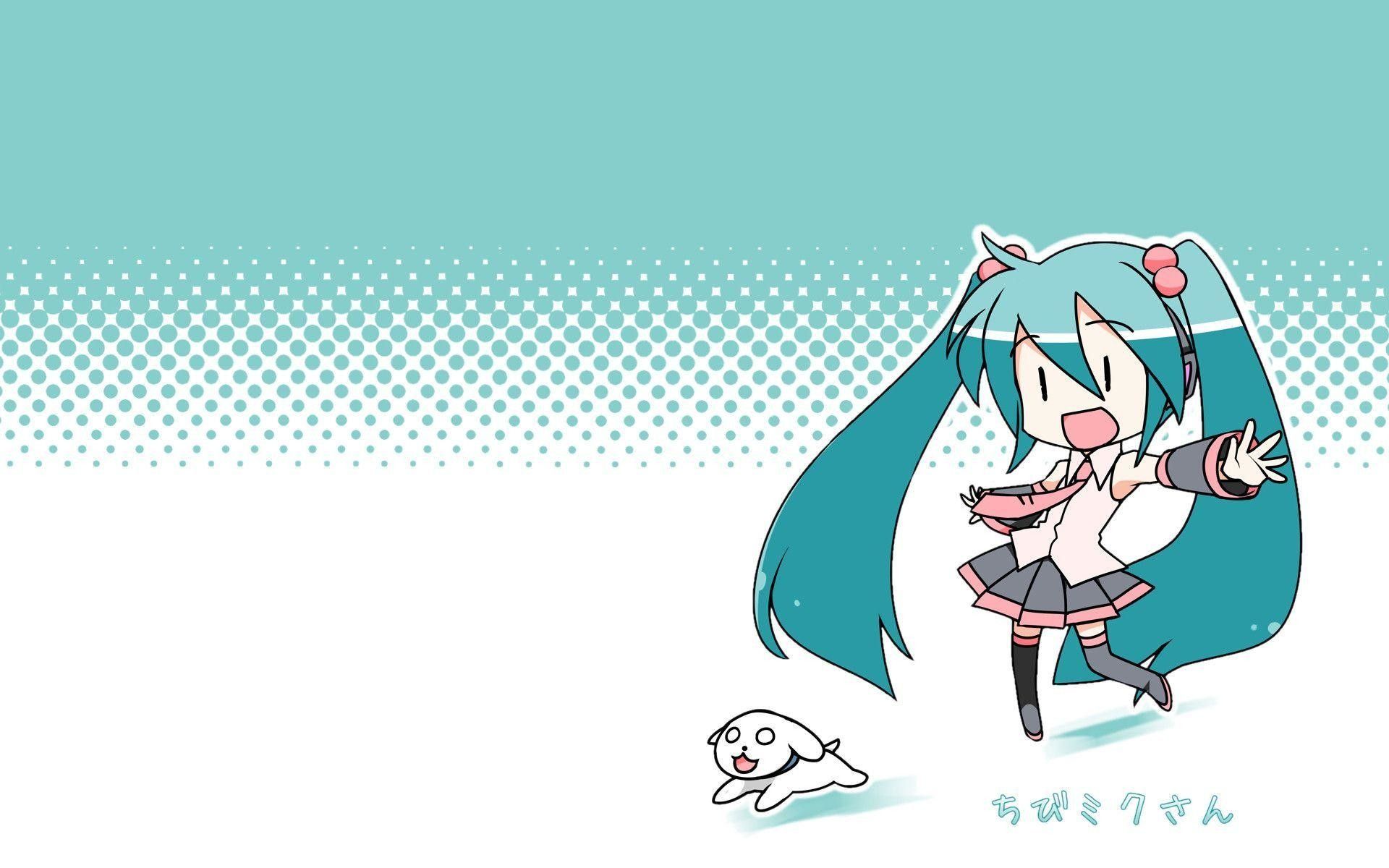 Hatsune Miku chibi verde acqua, cantante virtuale, 1920x1200 Full HD+, PC