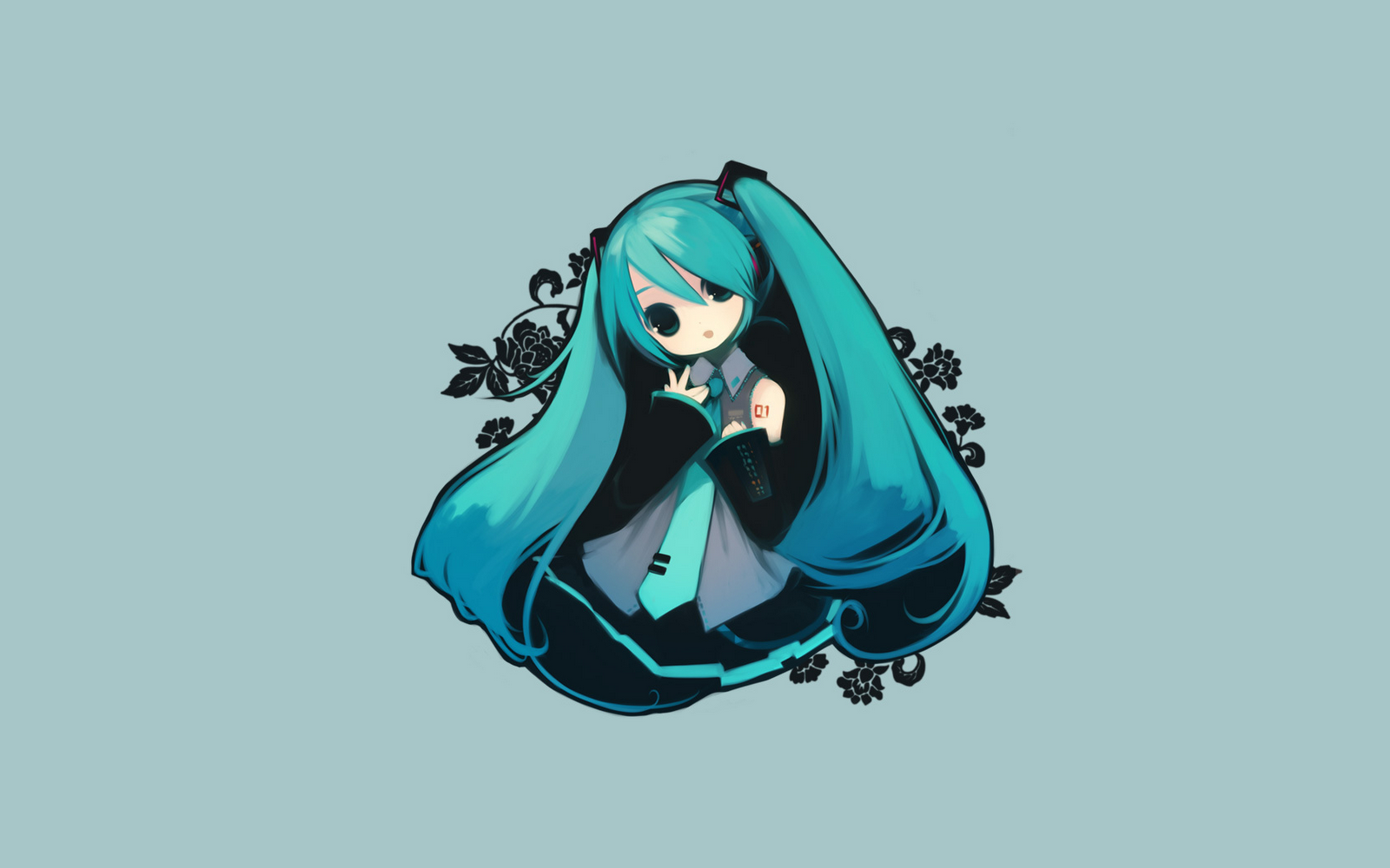 Hatsune Miku chibi turchese, cantante virtuale, 1600x1000 HD, Laptop
