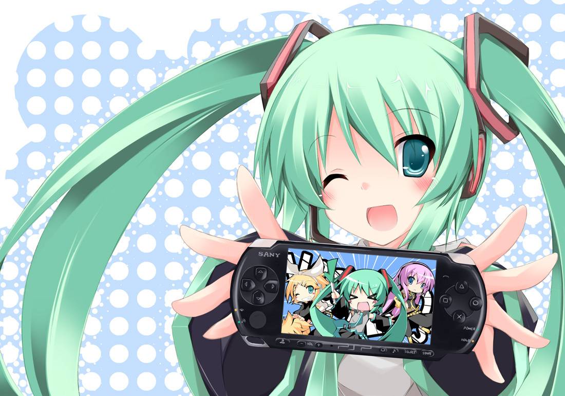 Hatsune Miku chibi con console, 1100x770 HD, iMac