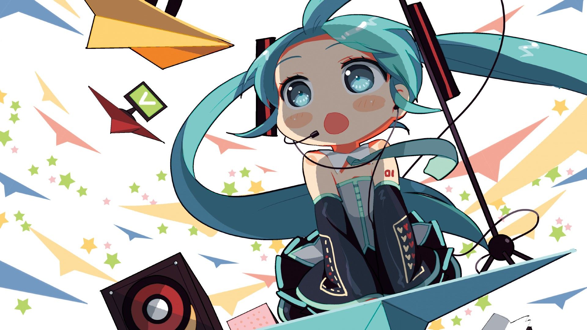 Hatsune Miku chibi Vocaloid, sintesi vocale, 1920x1080 1080p, Laptop