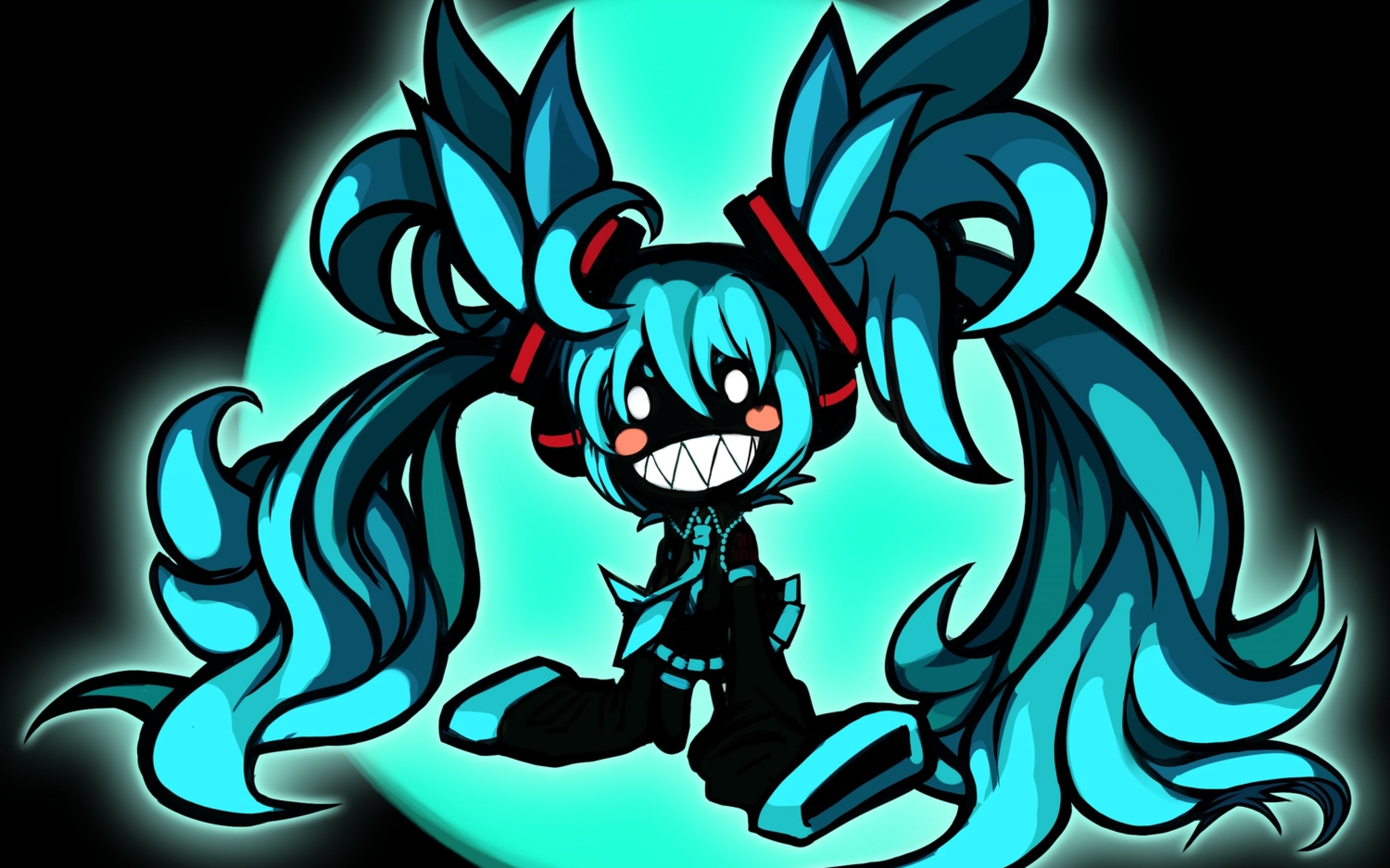 Chibi Hatsune Miku silhouette blu, 3840x2400 4K Ultra HD, Smart TV 4K