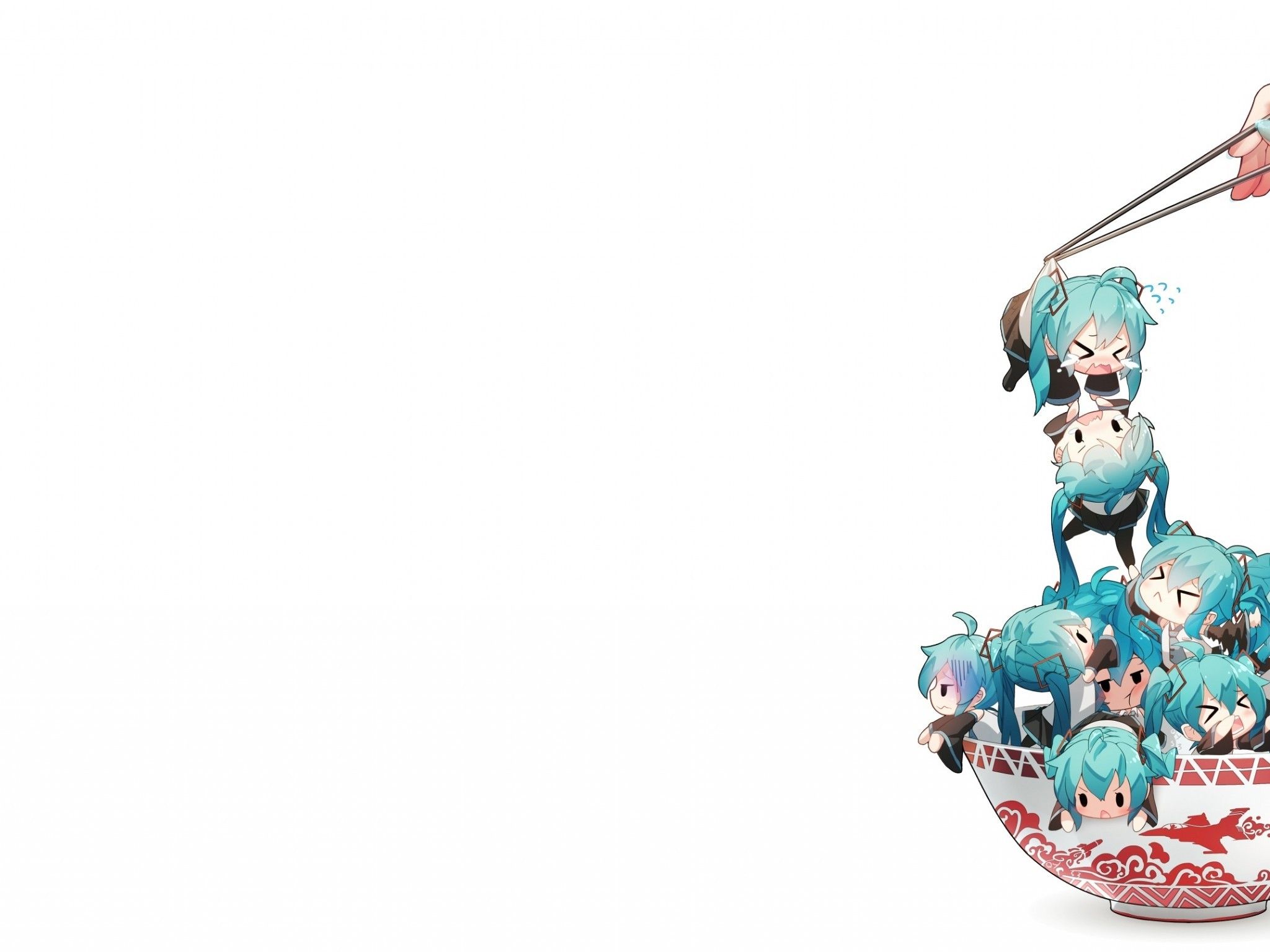 Hatsune Miku chibi ciotola noodle, 2048x1536 Hi-Res, Desktop