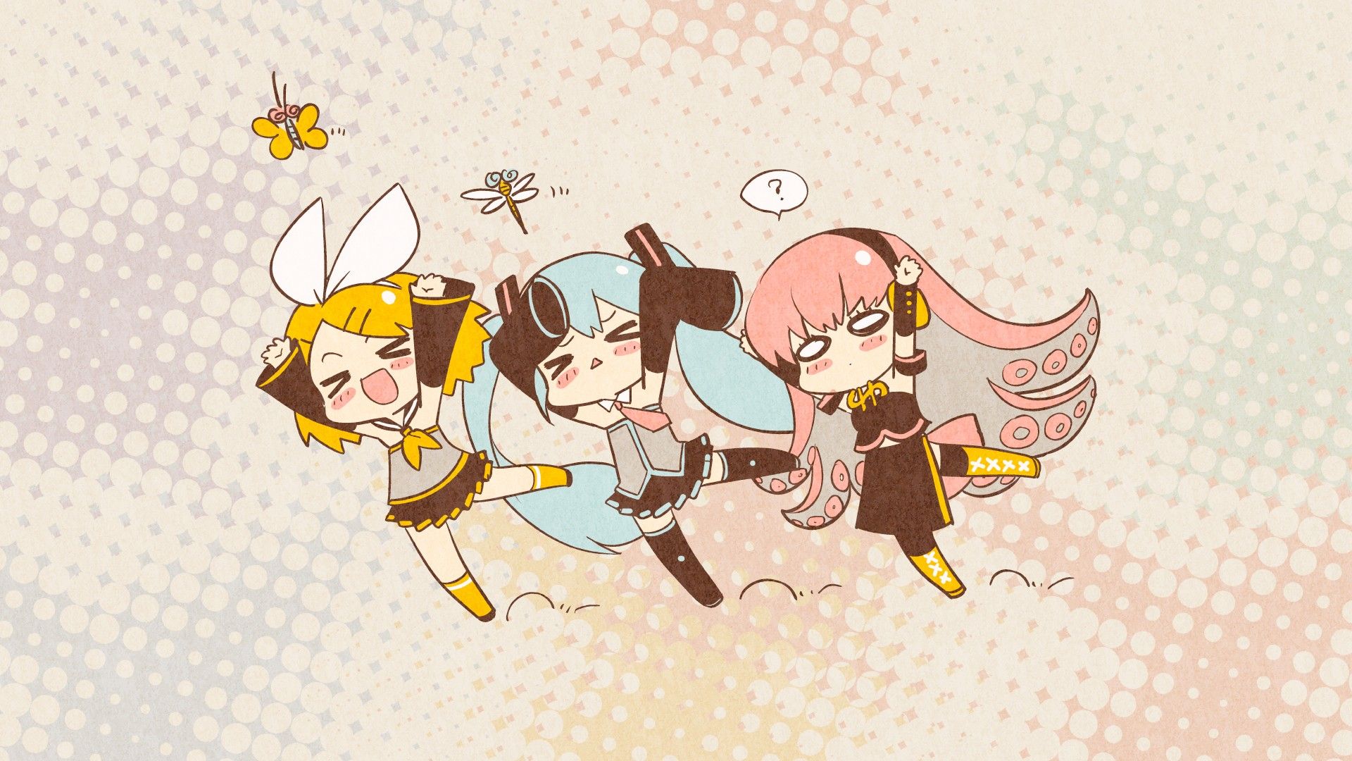 Miku, Rin e Luka chibi, 1920x1080 Full HD 1080p, Laptop