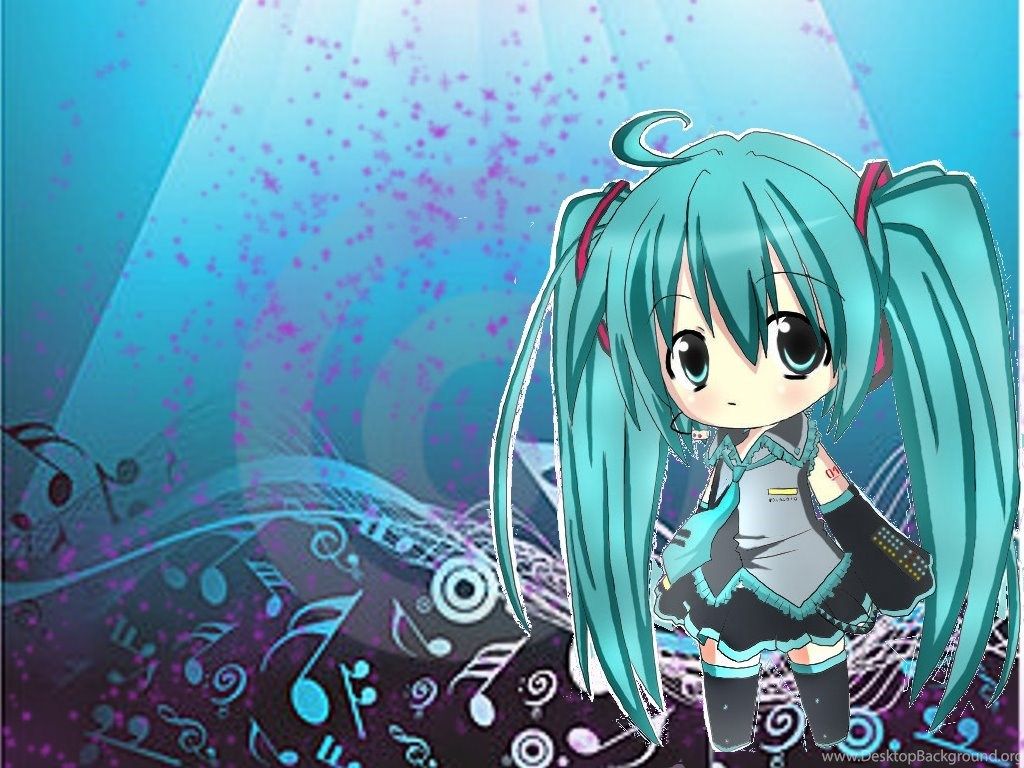 Chibi Hatsune Miku verde, 1024x768 HD, PC