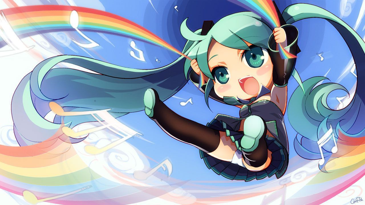 Chibi Hatsune Miku arcobaleno, 1280x720 HD, PC Desktop