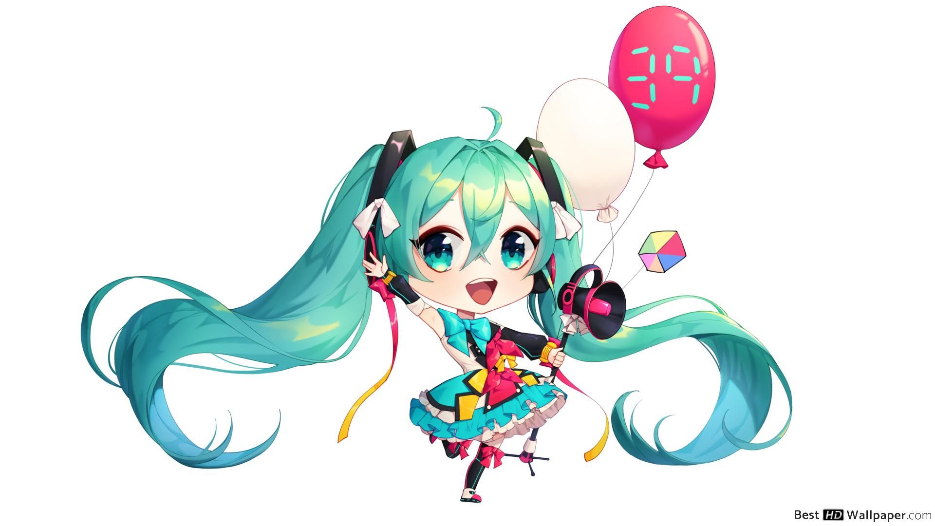 Chibi Hatsune Miku palloncini, 1920x1080 1080p, Desktop