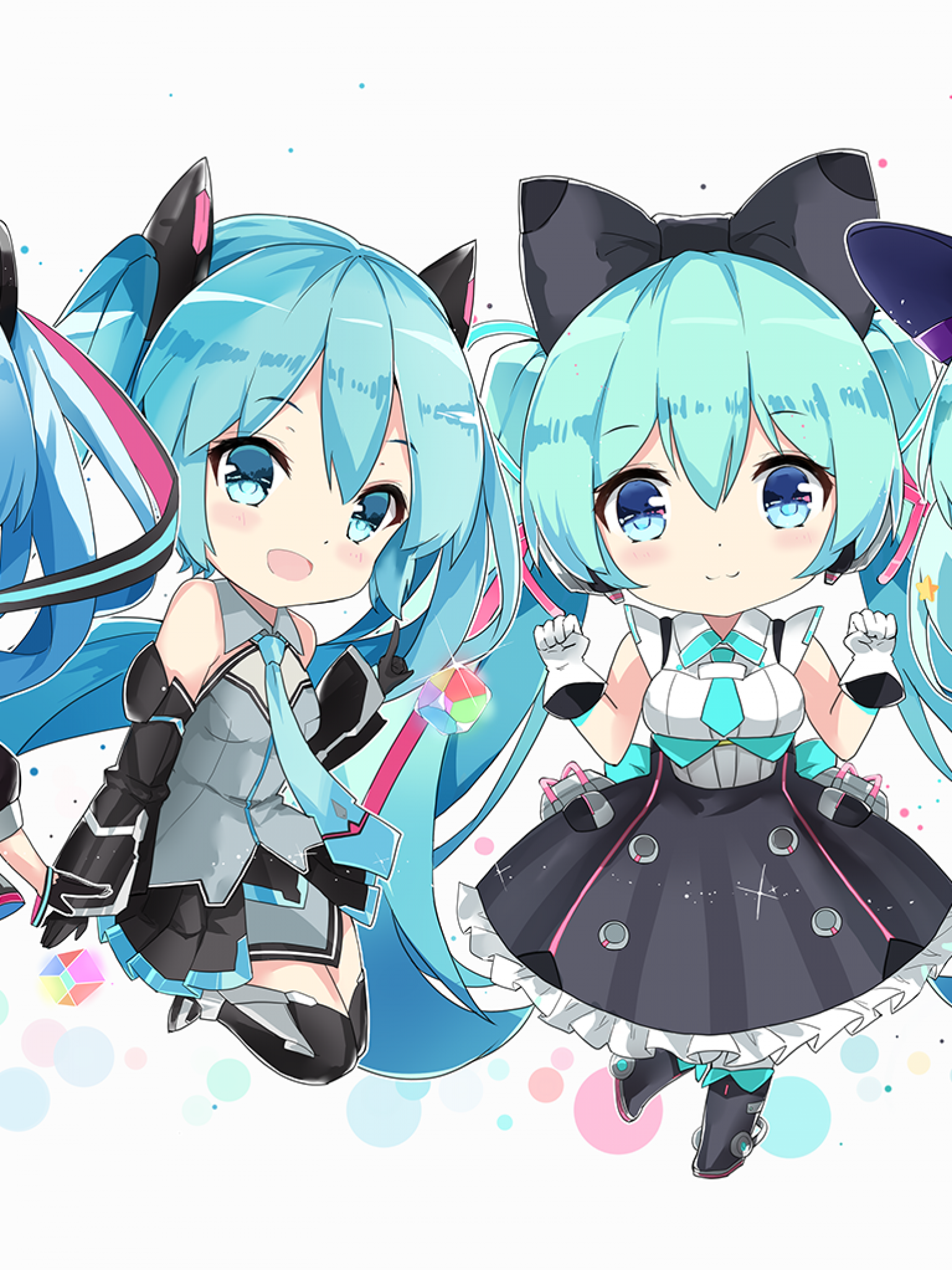 Hatsune Miku chibi Vocaloid, 1536x2048 Verticale, Telefono