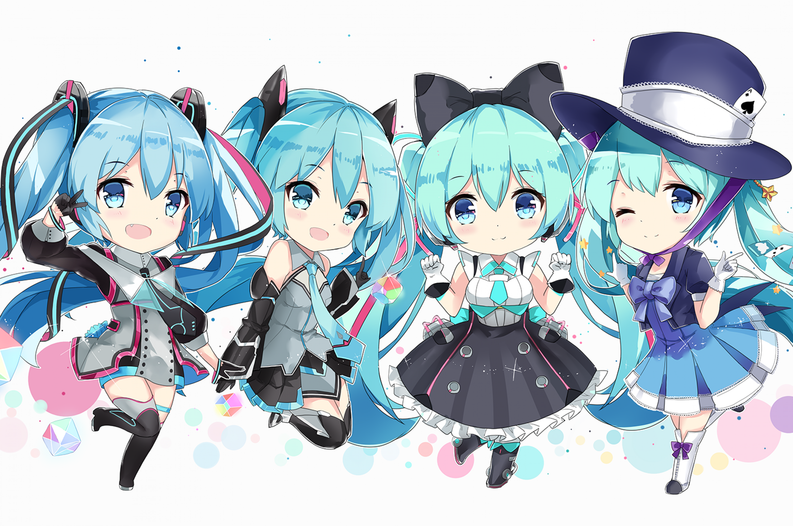 Hatsune Miku chibi Vocaloid, cantante virtuale, 2560x1700 2K, Laptop