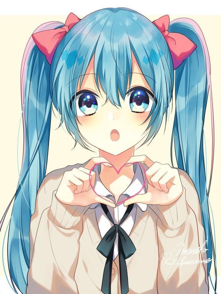 Hatsune Miku capelli azzurri, 768x1024 Verticale, Mobile