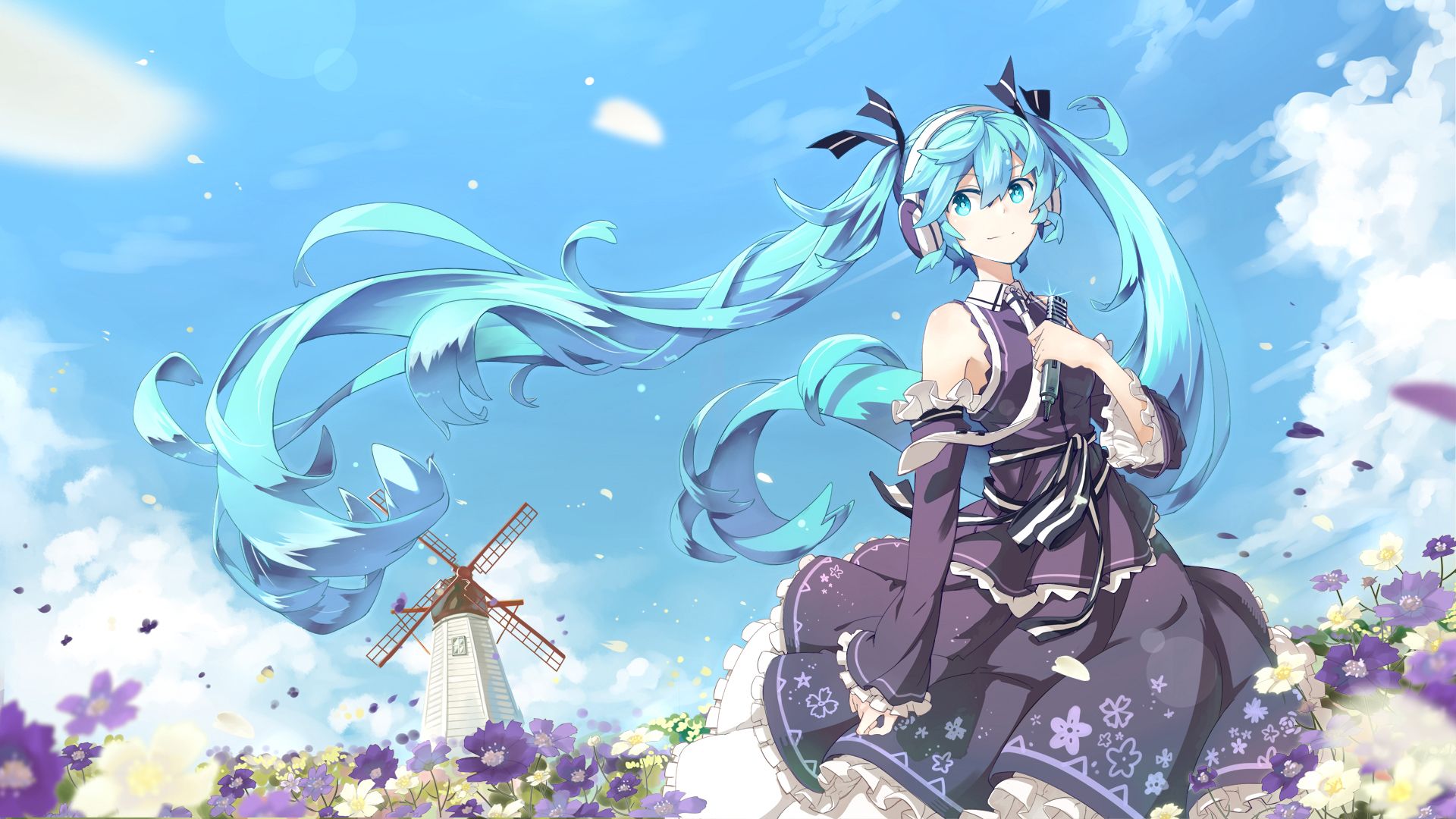 Hatsune Miku campo di fiori, 1920x1080 Full HD, Laptop