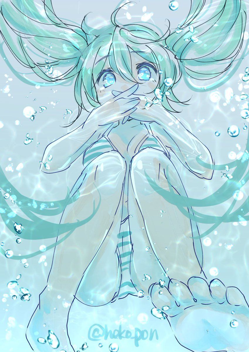 Hatsune Miku sott'acqua bolle, cantante virtuale, 849x1200 Full HD Verticale, Smartphone