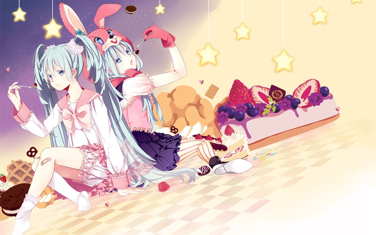 Hatsune Miku dolci fragole, 1280x800 HD, Desktop
