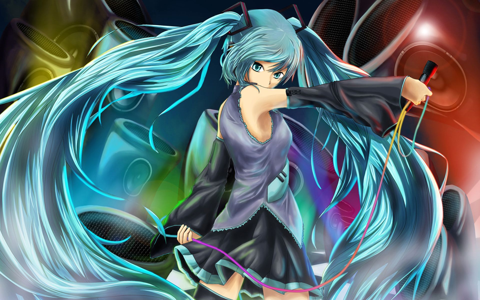 Hatsune Miku capelli lunghi turchesi, 1920x1200 WUXGA, PC