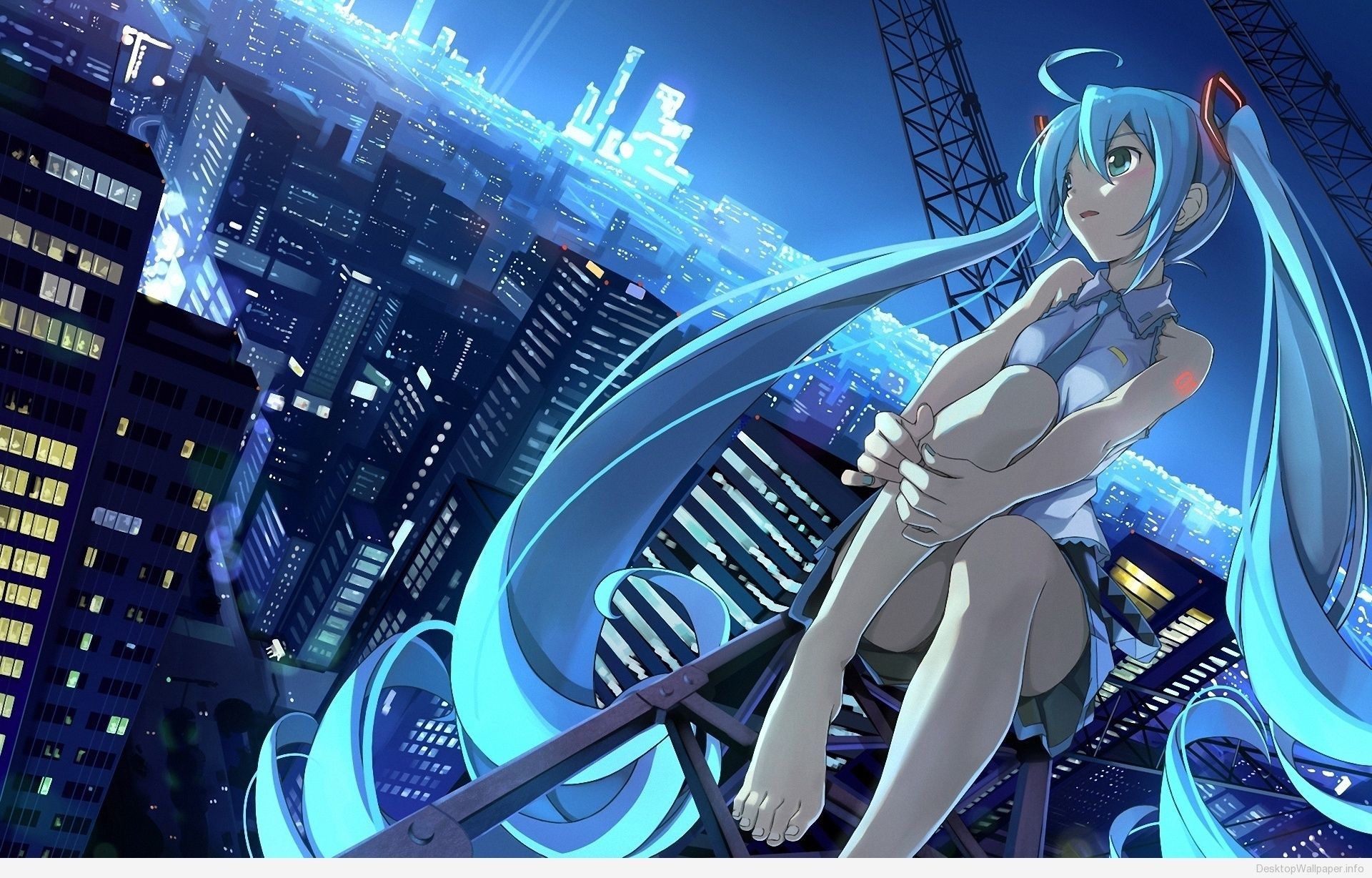 Hatsune Miku sopra la città, Vocaloid, 1920x1228 Full HD+, Desktop
