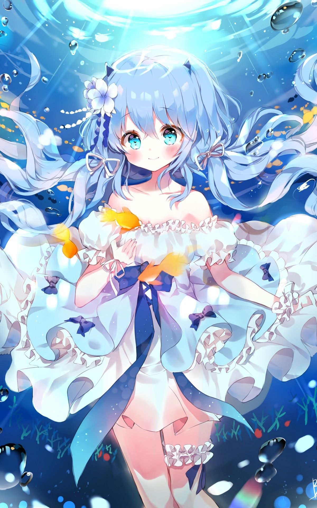 Hatsune Miku sott'acqua, cantante virtuale, 1200x1920 Full HD Verticale, iPhone